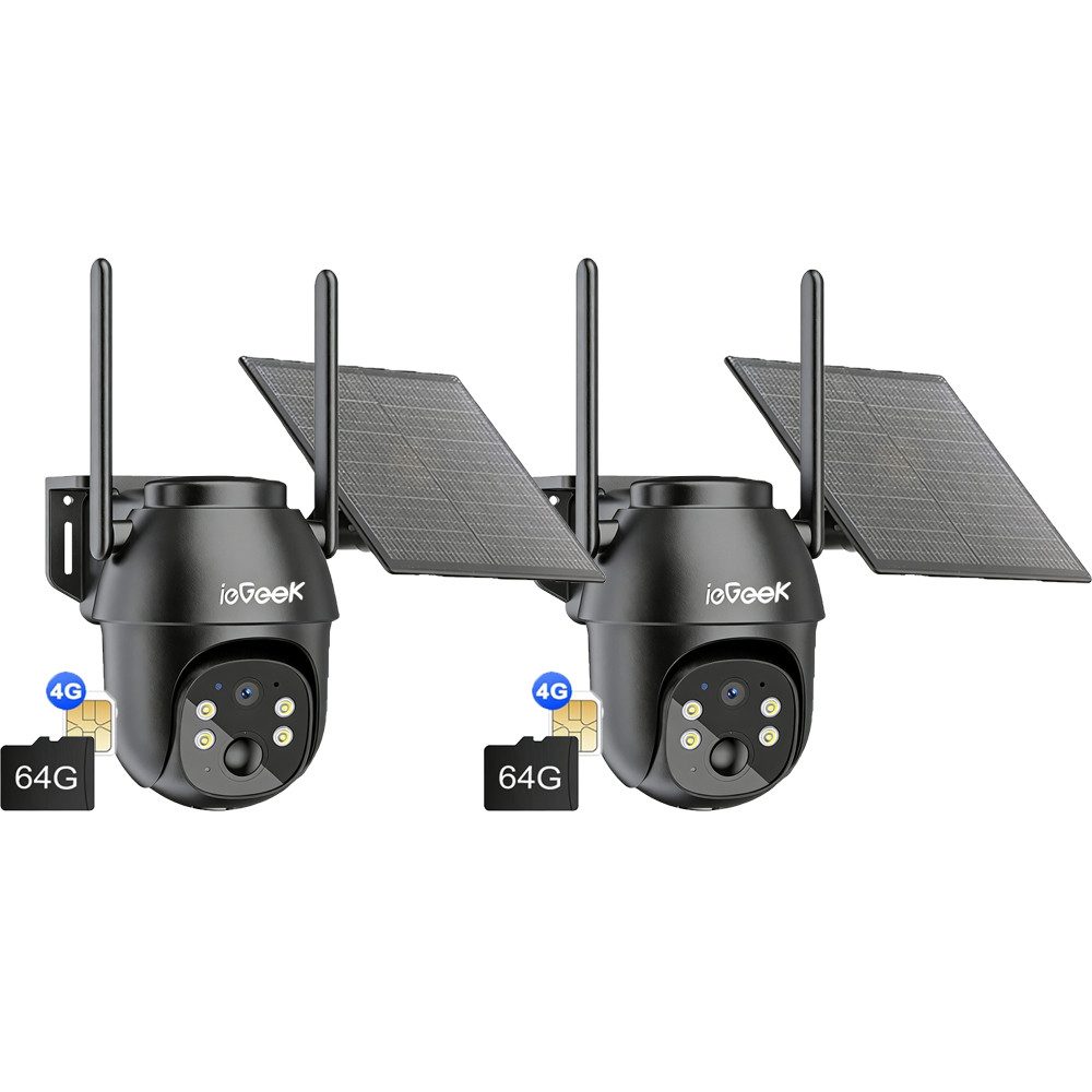 ieGeek Überwachungskamera 4G LTE Überwachungskamera Aussen mit SIM Karte (Aussen, Außenbereich, Wald, Farm, Campingbus, Straße, 2-tlg., Menschenerkennung Automatische Verfolgung Cloud/TF-Speicher)