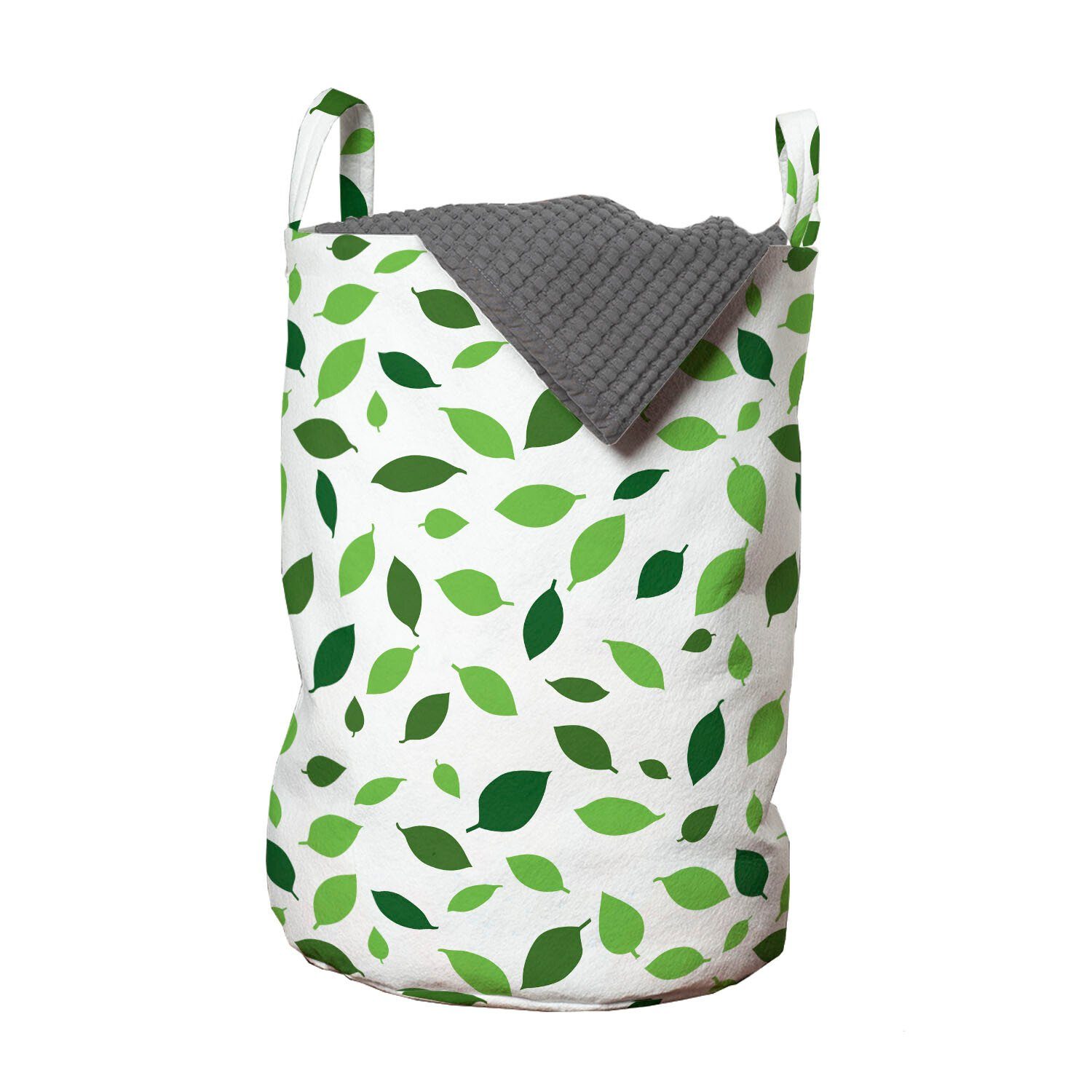 Abakuhaus Wäschesäckchen Wäschekorb mit Griffen Kordelzugverschluss für Waschsalons, Natur Botanischer Leafage Muster | Wäschesäcke