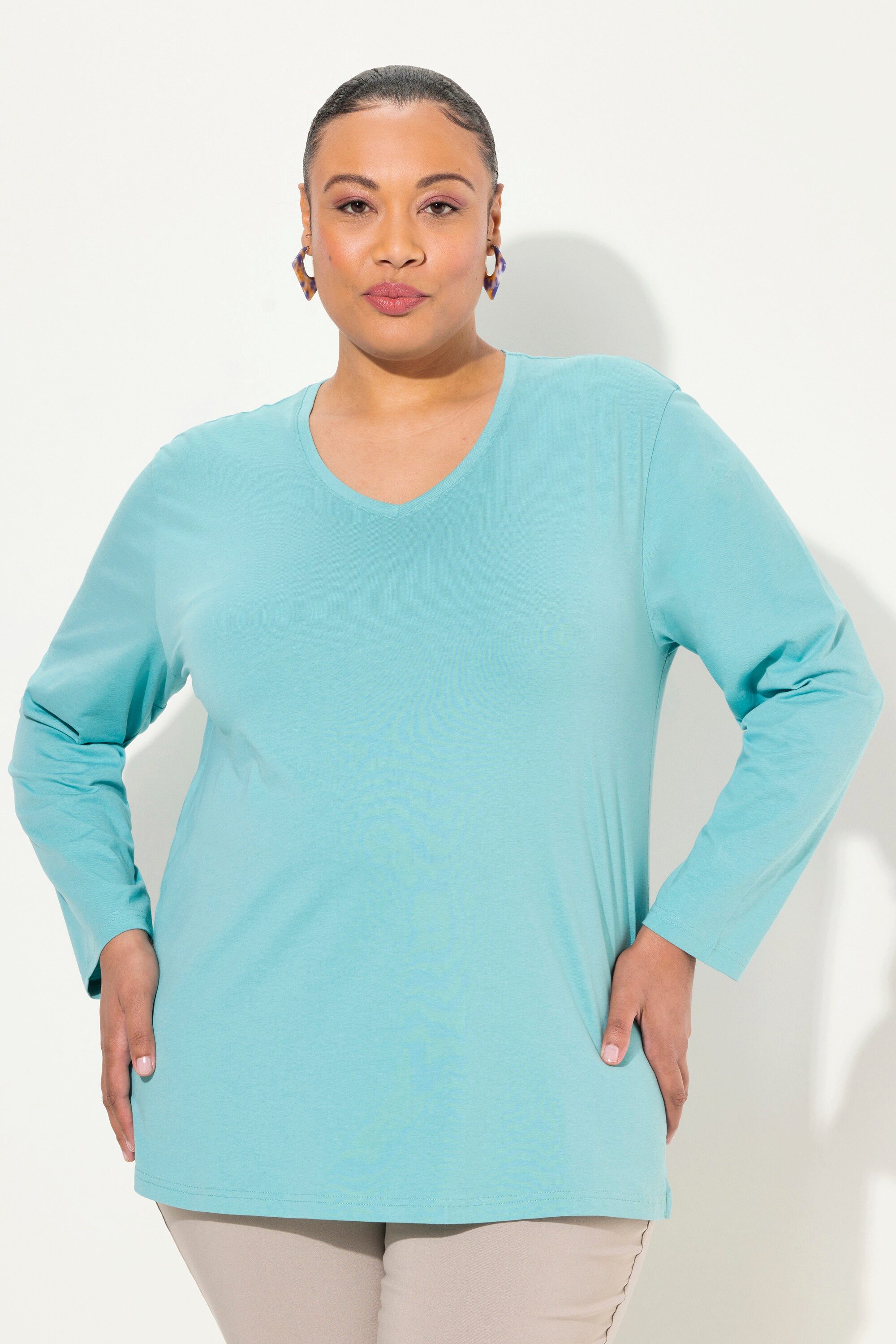 Ulla Popken T-Shirt Shirt V-Ausschnitt Relaxed günstig online kaufen