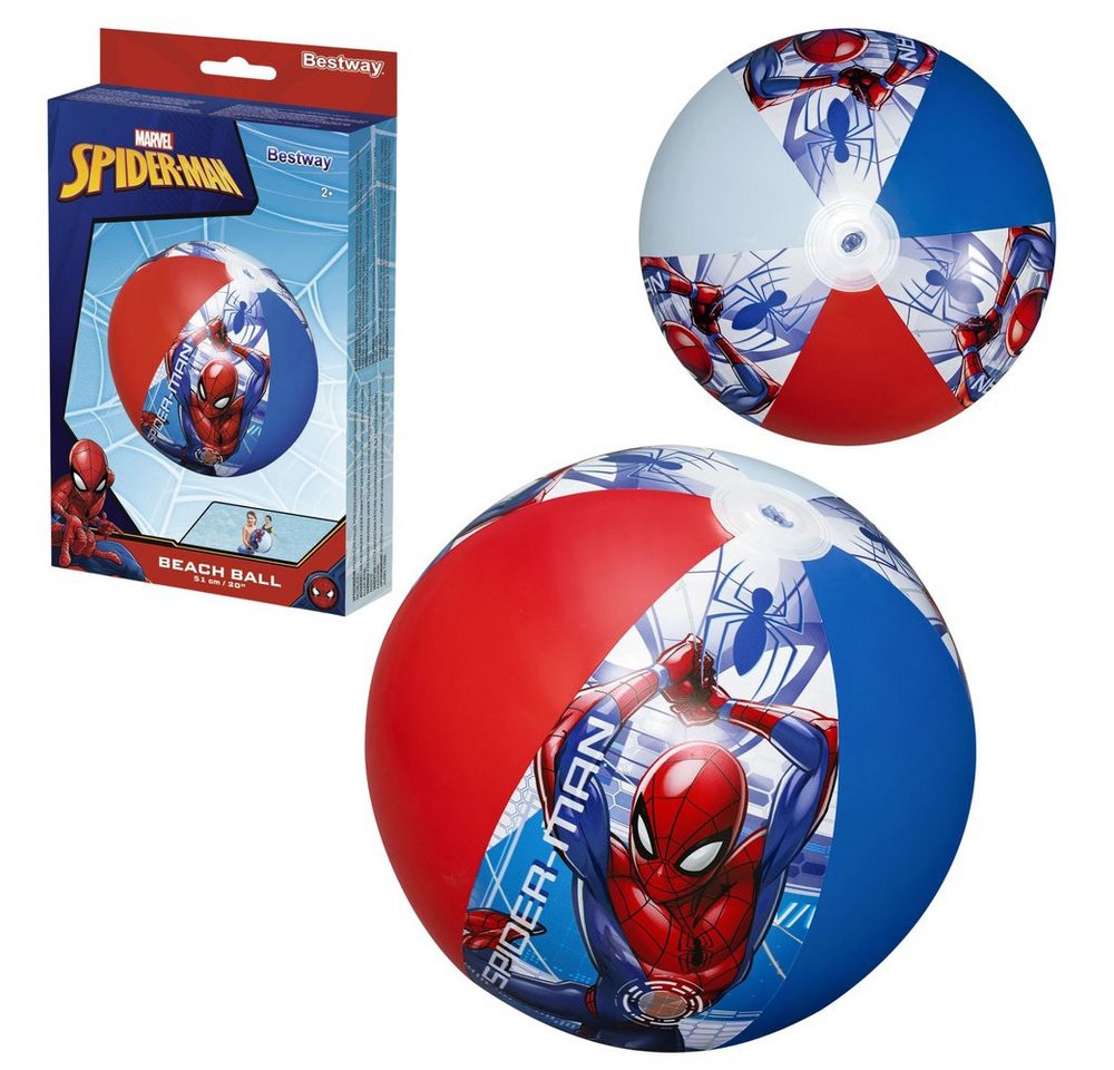 BESTWAY Wasserspielzeug Aufblasbarer Strandball Marvel Spider-Man, 51 cm, Bestway 98002, Kunststoff