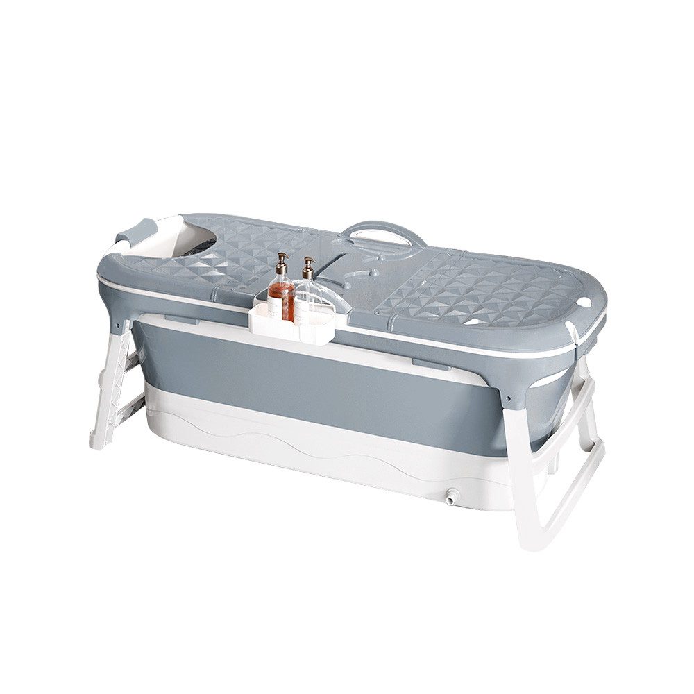 JEOBEST Badewanne Faltbare Badewanne Erwachsene 118x60x53cm Seifenkorb, Massage-Schweiß-Dampfbadewanne mit Deckel,Blau