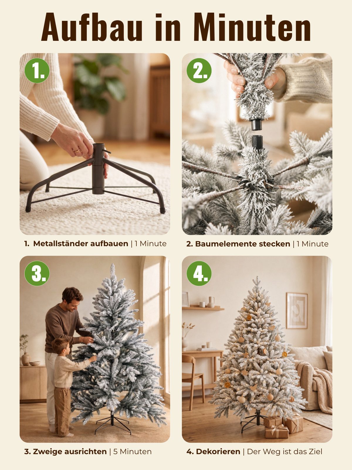 VIVANNO Künstlicher Weihnachtsbaum Polyethylen NORDMANN SNOW 150 Rund - Mit Schnee, 112x150 cm – Bild 5 von 5