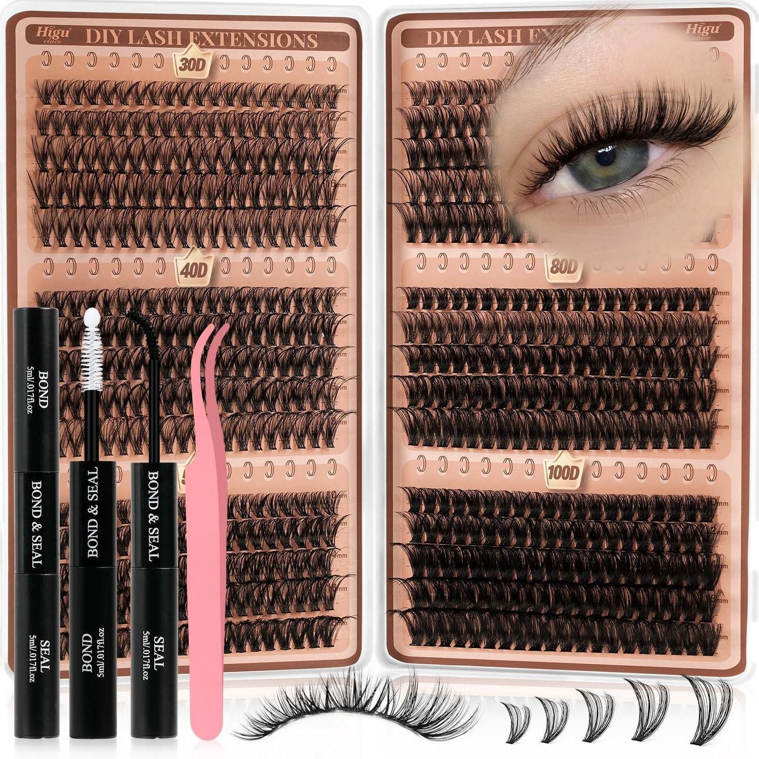 LuxusKollektion Einzelwimpern Wimpern-Extensions 3-in-1 DIY Set 580tlg.