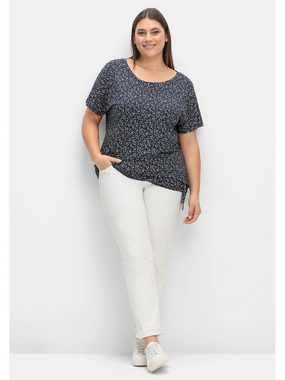 Sheego T-Shirt Große Größen mit Gummizugbund und Knotendetail
