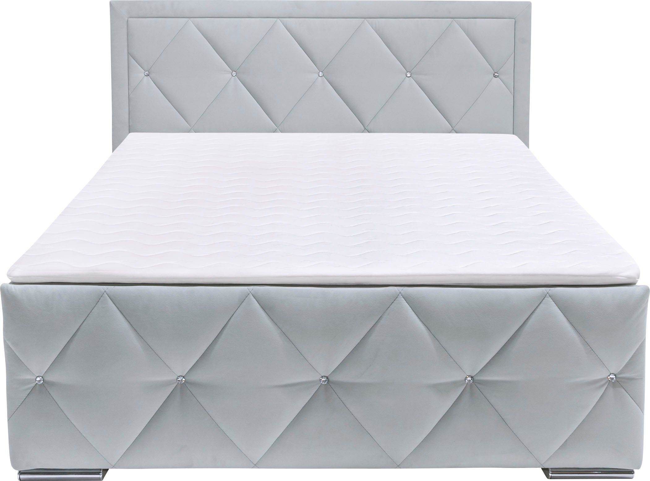 Home affaire Boxbett Alfie, Topseller! Inkl. Bettkasten&Topper, Wahlweise mit Knopfsteppung oder Strasssteinen, H2, H3 und H4 wählbar