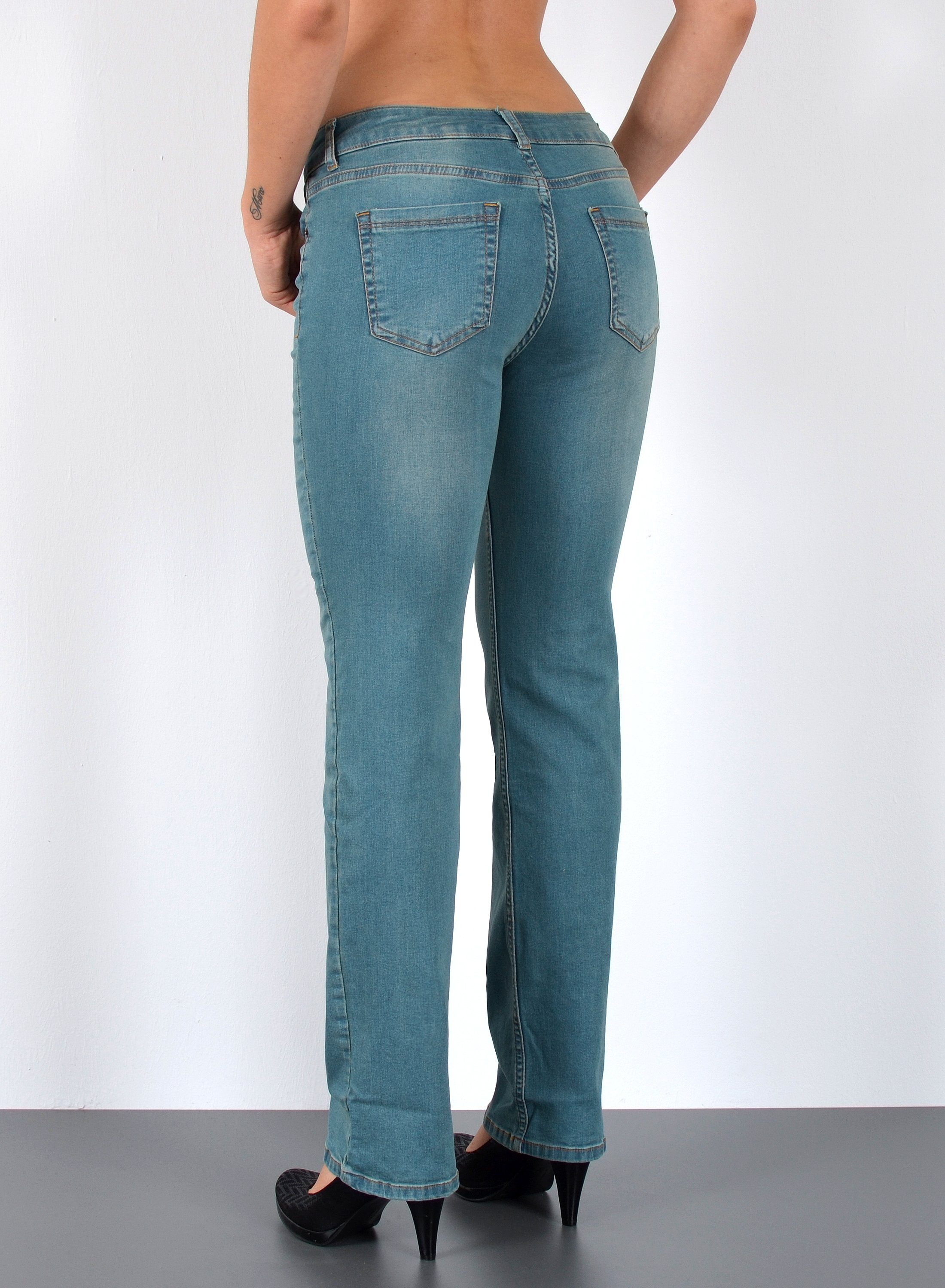 ESRA Straight-Jeans Damen Jeans Geradeschnitt Stretch Jeans Damen Regular Fit G4 Sale High Waist Jeans Damen Straight Hose Regular Jeans bis Große Größe – Bild 4 von 5