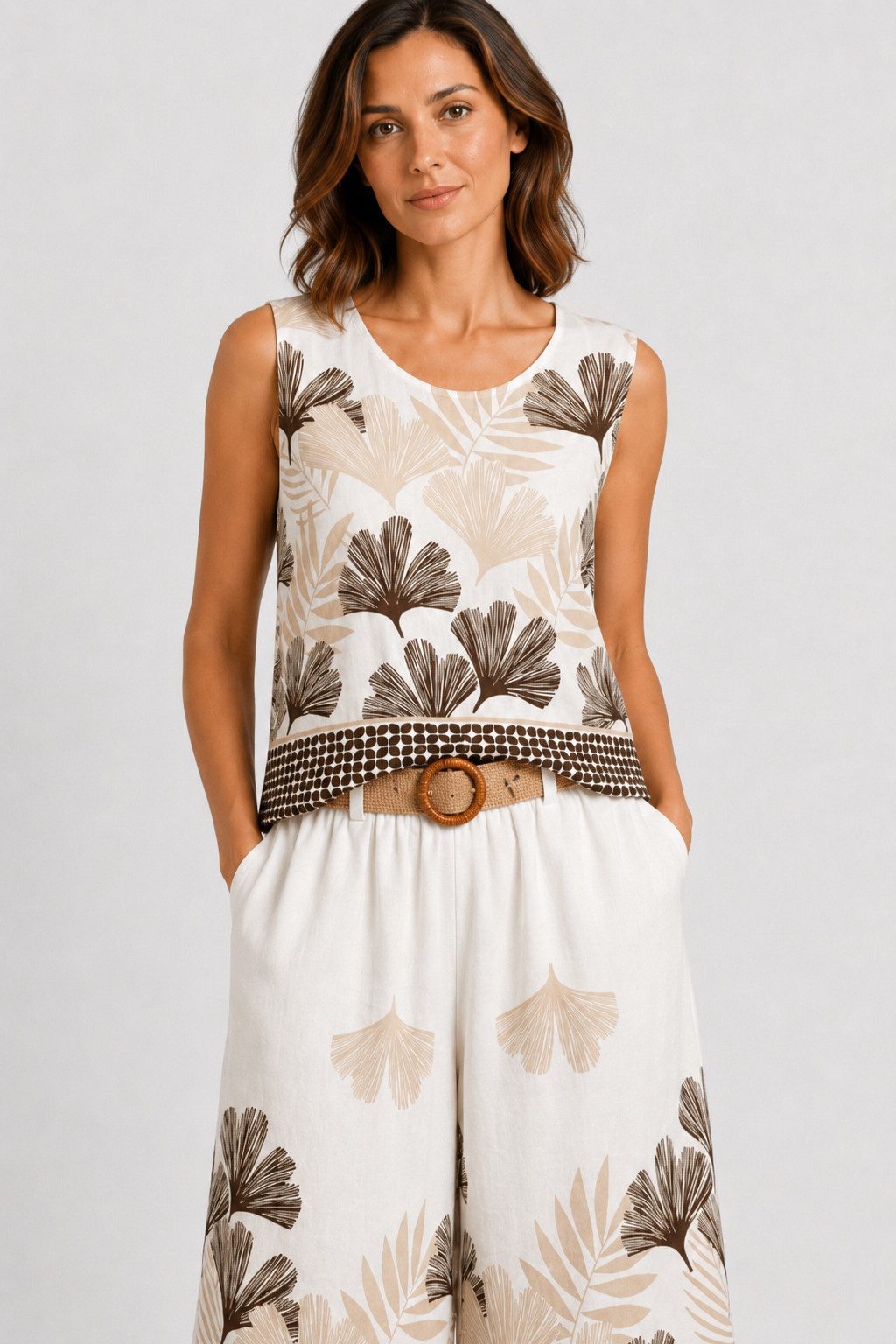ITALY VIBES Hosenanzug - Zweiteiler für Damen - Set aus Culotte Hose und passendem Shirt ONE SIZE / passend für Größen M bis XL