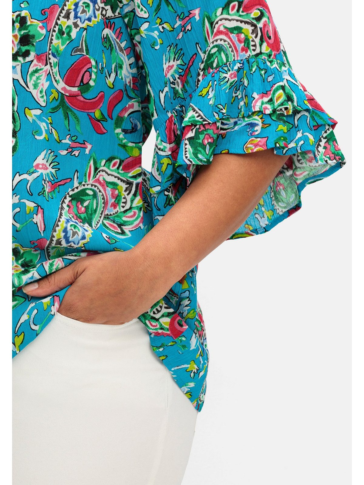 sheego by Joe Browns Tunika Große Größen mit Paisleydruck und Rüschenärmeln