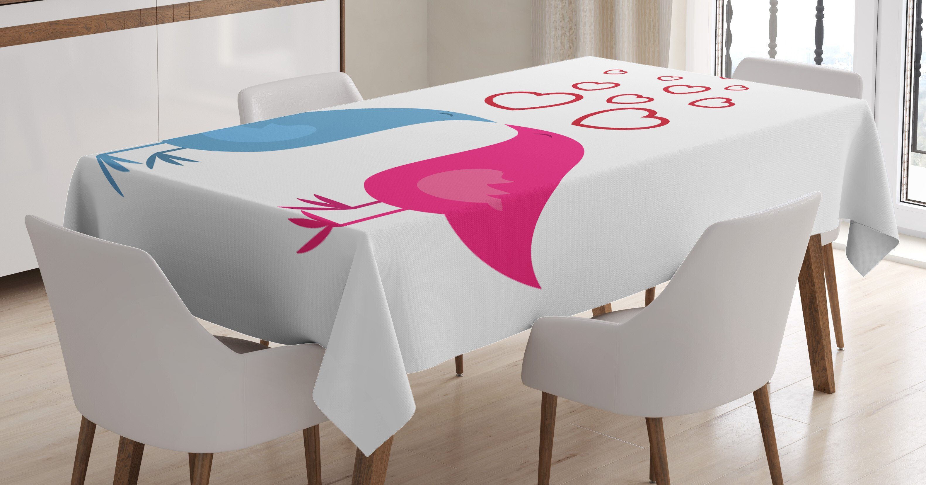 Farbfest Waschbar Bereich Vogel-Herz-Symbole Für Liebe Romantik Klare den Farben, Außen Tischdecke geeignet Abakuhaus