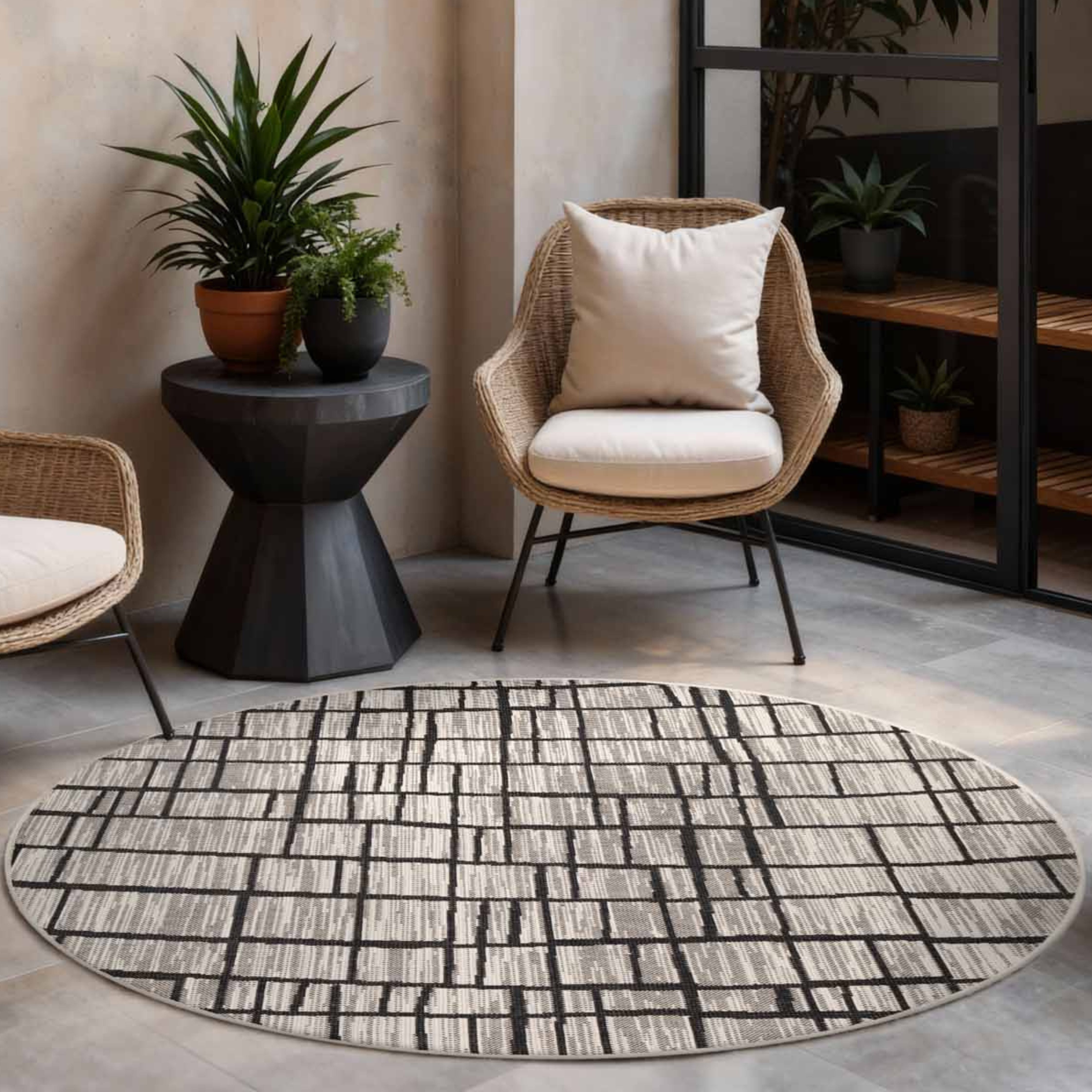 Ted Baker Teppich Crouch, Wendeteppich, rund, Höhe: 8 mm, Designteppich, Wetterfest, Pflegeleicht, Modern, Wohnzimmer, Terrasse