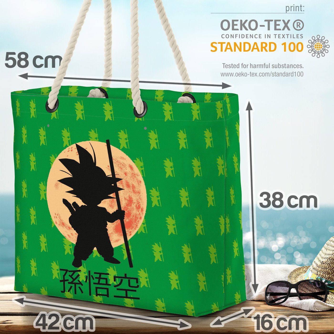 Goku VOID Ball (1-tlg), Vegeta Roshi Saiyajin Strandtasche Moon grün Mond Son Dragon Shopper