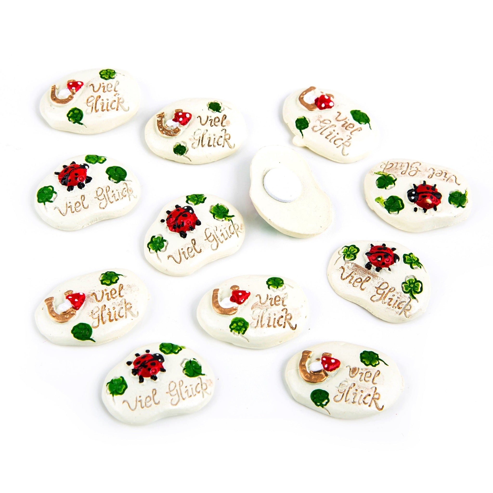 Logbuch-Verlag Dekofigur 12 kleine Glückssteine mit Text "Viel Glück" 3 cm günstig online kaufen