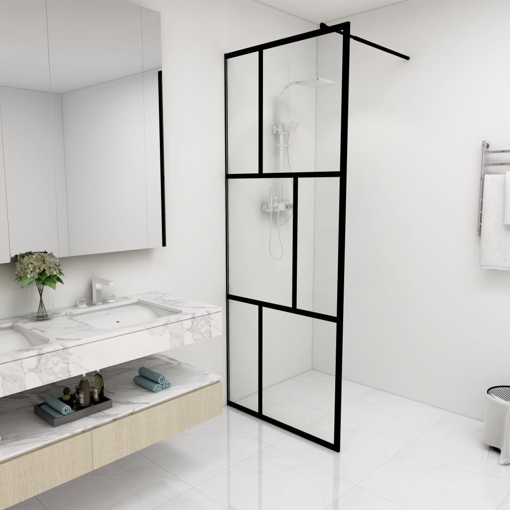 vidaXL Duschwand Duschwand für Begehbare Duschen mit Hartglas Schwarz 80x195 cm