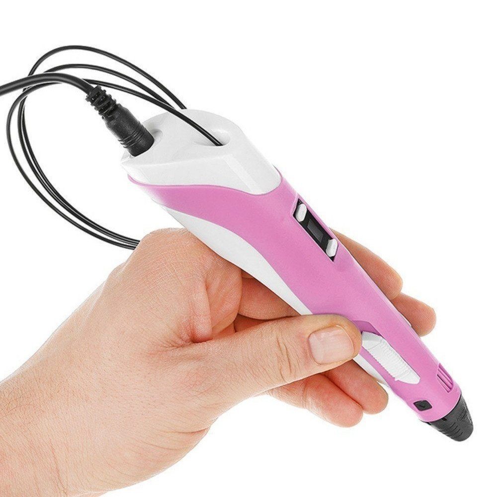 Wisam 3D-Drucker-Stift Set Rosa für Kinder Erwachsene mit 3 Farben 1.75mm PLA Filament – Bild 4 von 5