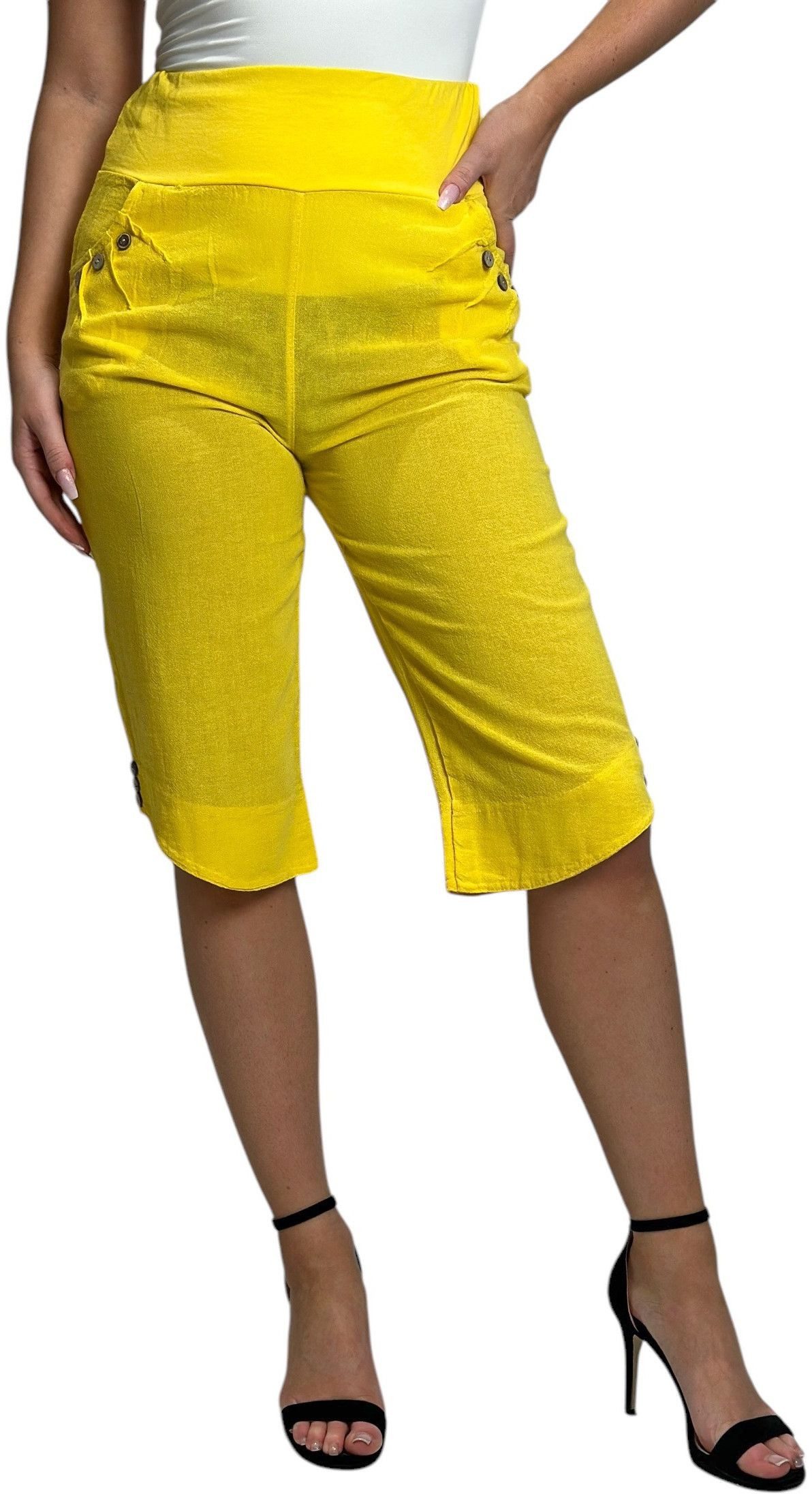 Mississhop Caprihose Caprihose Vielseitige 100 % Baumwollcapri Knöpfe Gr.34-36