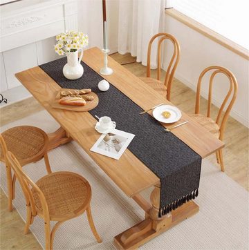 FIDDY Tischläufer Leichter Luxus-Stil,einfarbig,Baumwolle und Leinen, (1-tlg), Quasten-Tischfahne.Esstisch-Stoff, Heim-Teematte, Couchtisch-Flagge