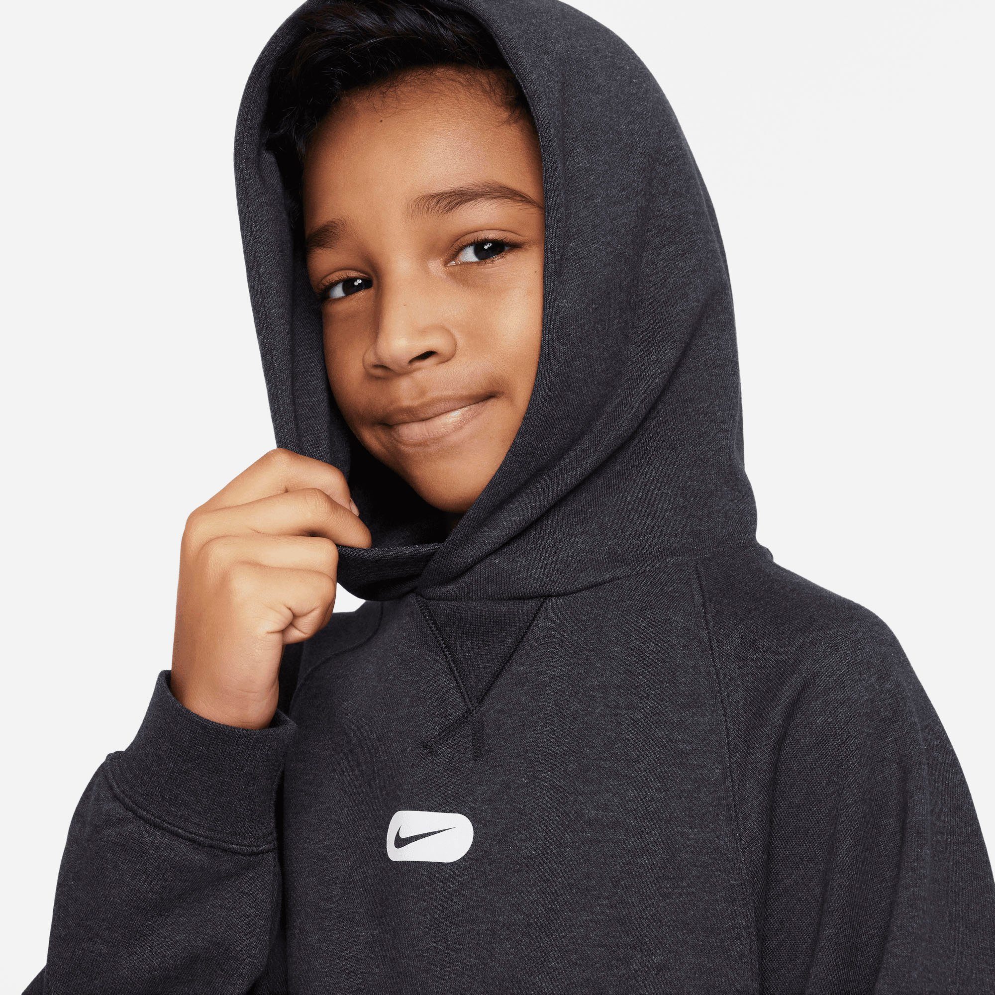 Big (Boys) Athletics Hoodie BLACK/HTR/WHITE Kids' Nike Fleece Dri-FIT Kapuzensweatshirt Training