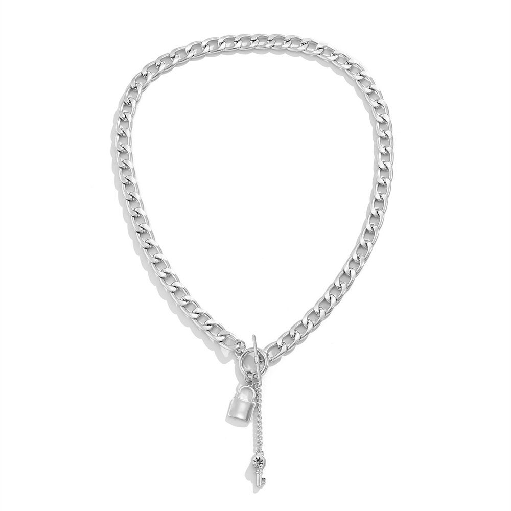 Damen-Halskette, mit modisches Rouemi Choker Anhänger-Halskette Silberfarben Temperament