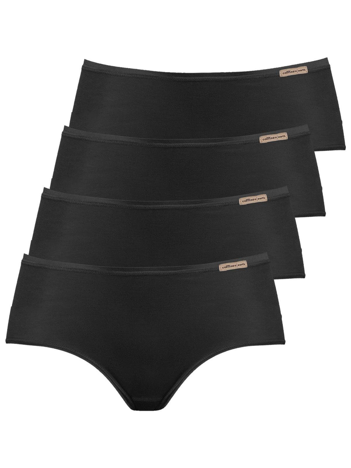 COMAZO Panty 4er Pack Damen Baumwoll Panty (Spar-Set, 4-St) Zwickel schwarz