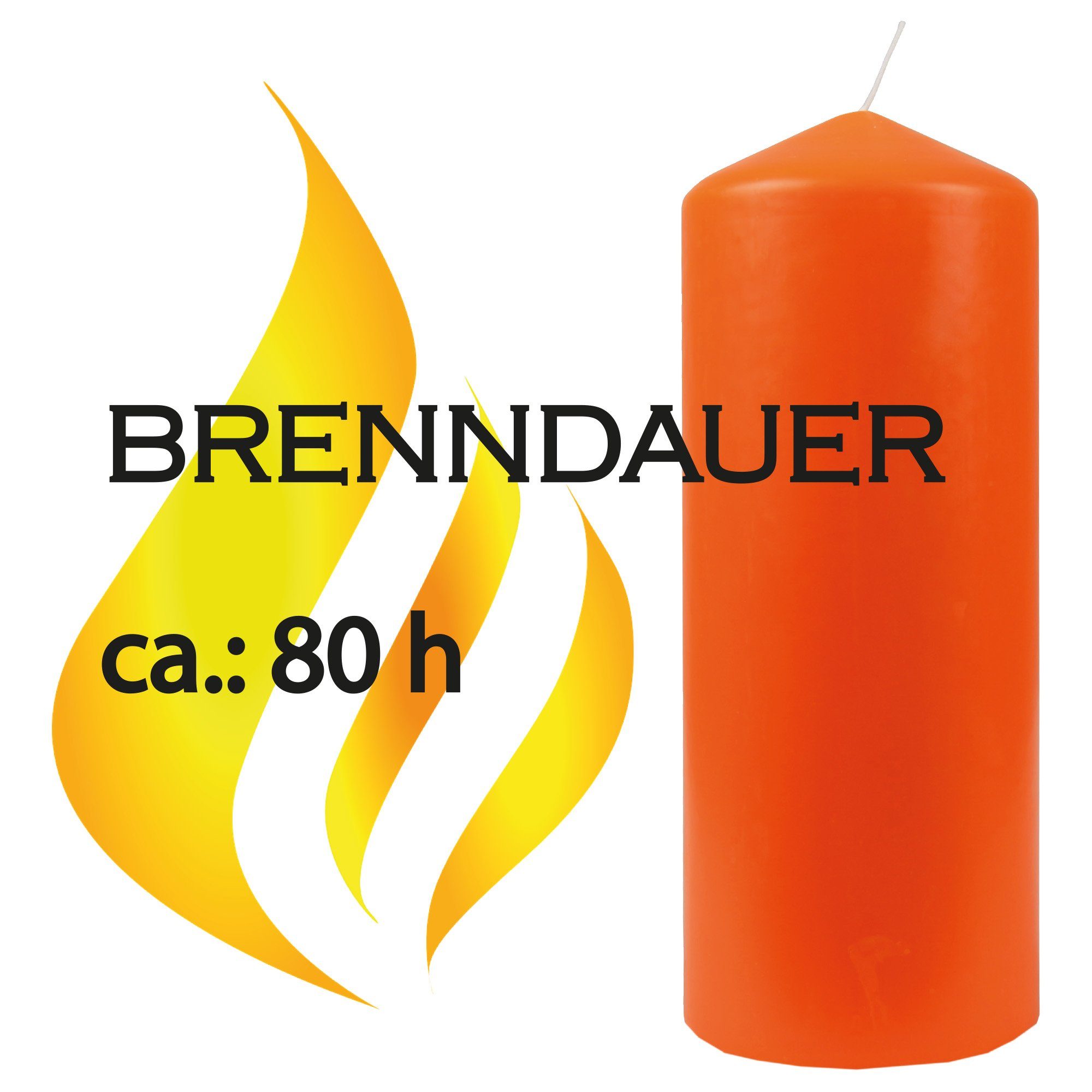 HS Candle Stumpenkerze Blockkerze Ø8cm Orange 20cm Wachskerzen in (3-tlg), Farben x - vielen Kerze