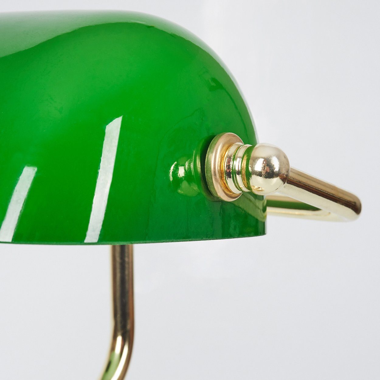 hofstein Tischleuchte »Mezzovilla« Tischlampe aus Metall und Glas in Messing/Grün, ohne Leuchtmittel, Leuchte im Vintage Design mit Glasschirm,Schnurschalter Kabel, 1xE27