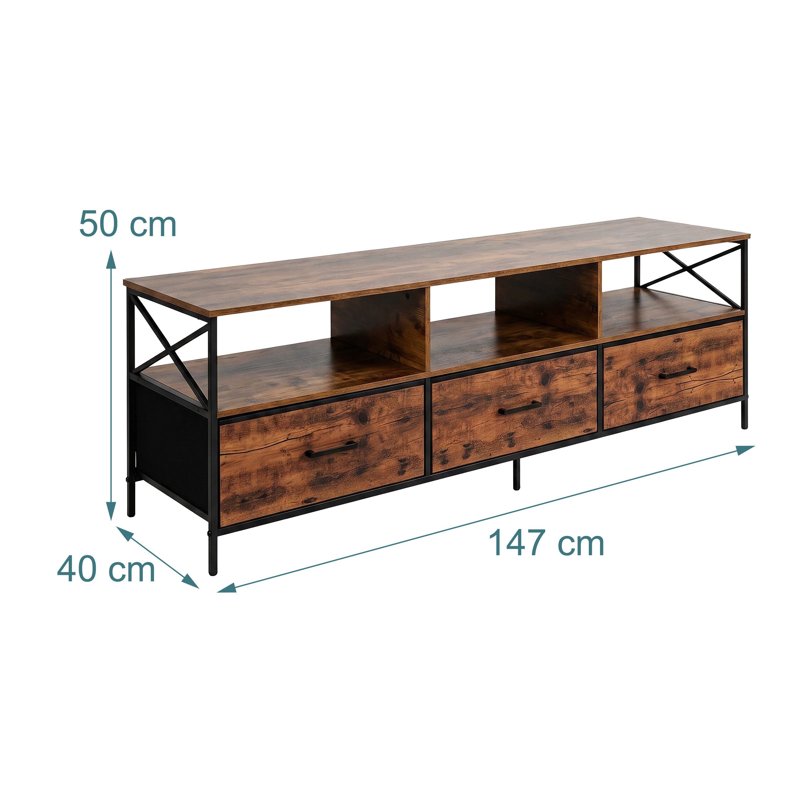 relaxdays Lowboard TV Lowboard mit Stauraum (1 St), Industrial-Schwarz, 150 cm – Bild 4 von 5