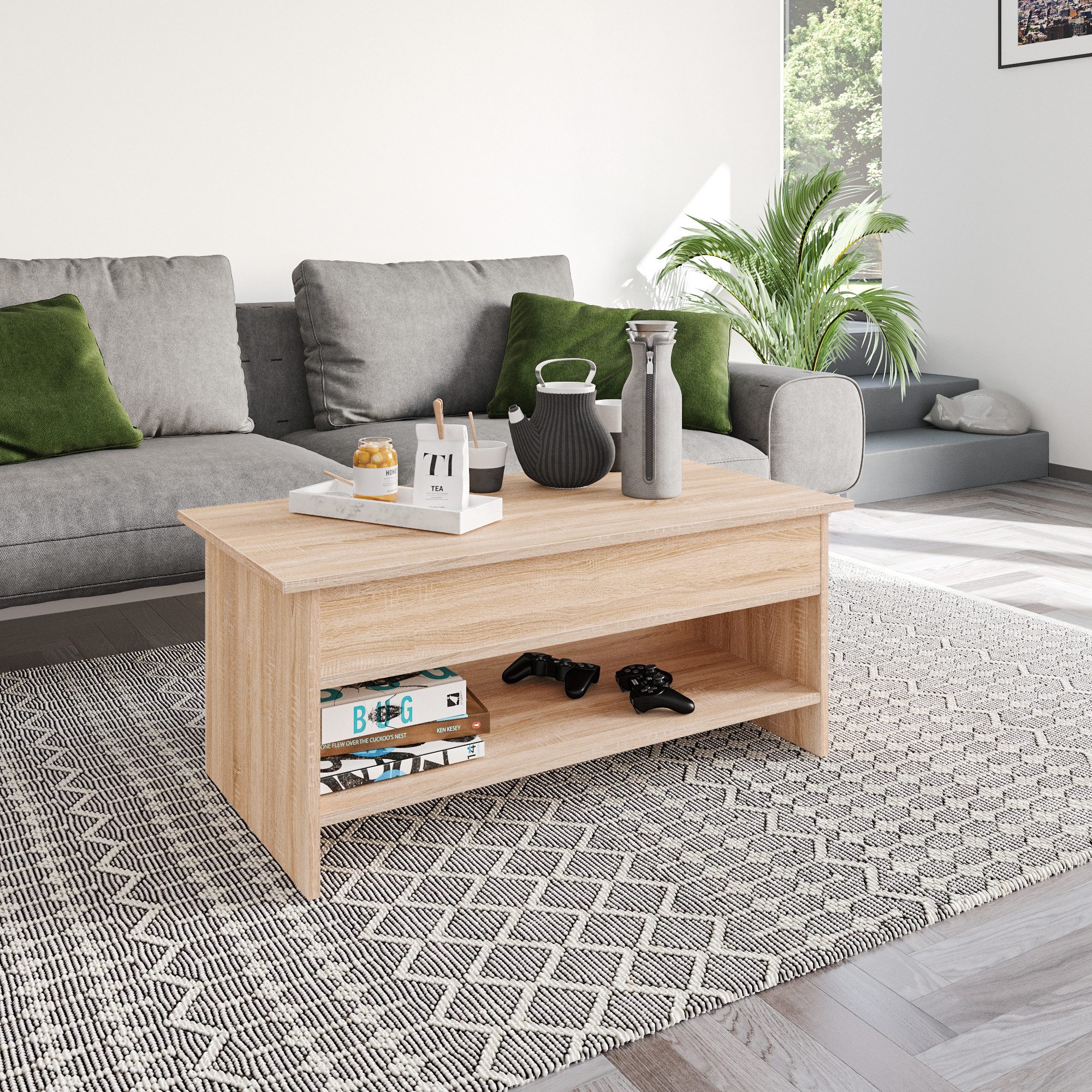 KOMTO Couchtisch Höhenverstellbar Wohnzimmertisch mit Stauraum günstig online kaufen