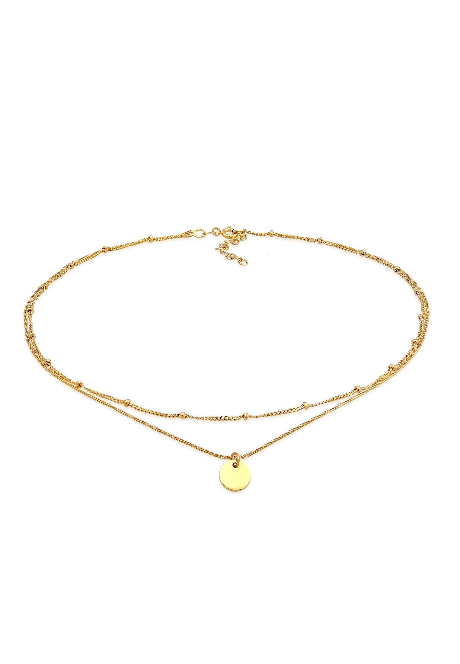 Ketten-Set Choker Layer Kugelkette Plättchen 925 Silber