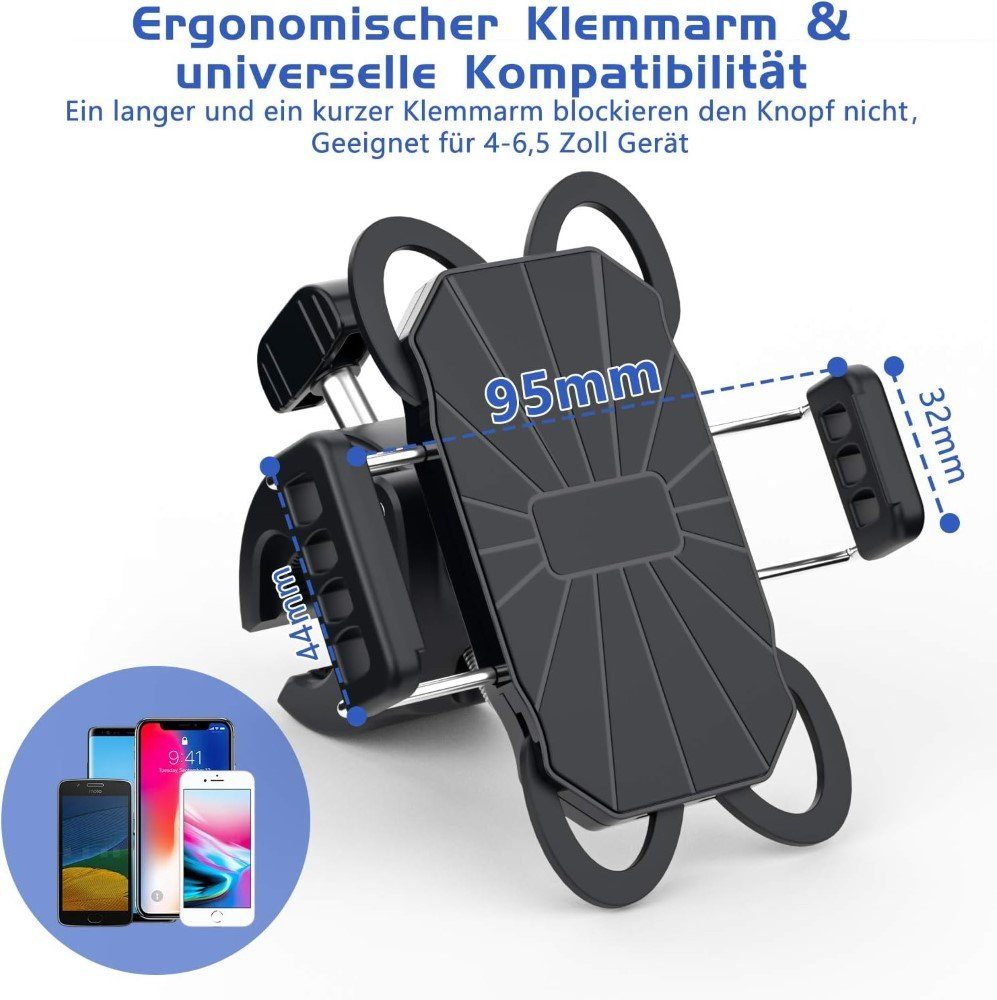 PASONOMI Halterung Fahrrad & E-Scooter Handyhalterung: Sicherheit und Komfort, (bis 7,00 Zoll, Der Settyp ist eine Handyhalterung für Fahrrad und Motorrad., Vie – Bild 2 von 5