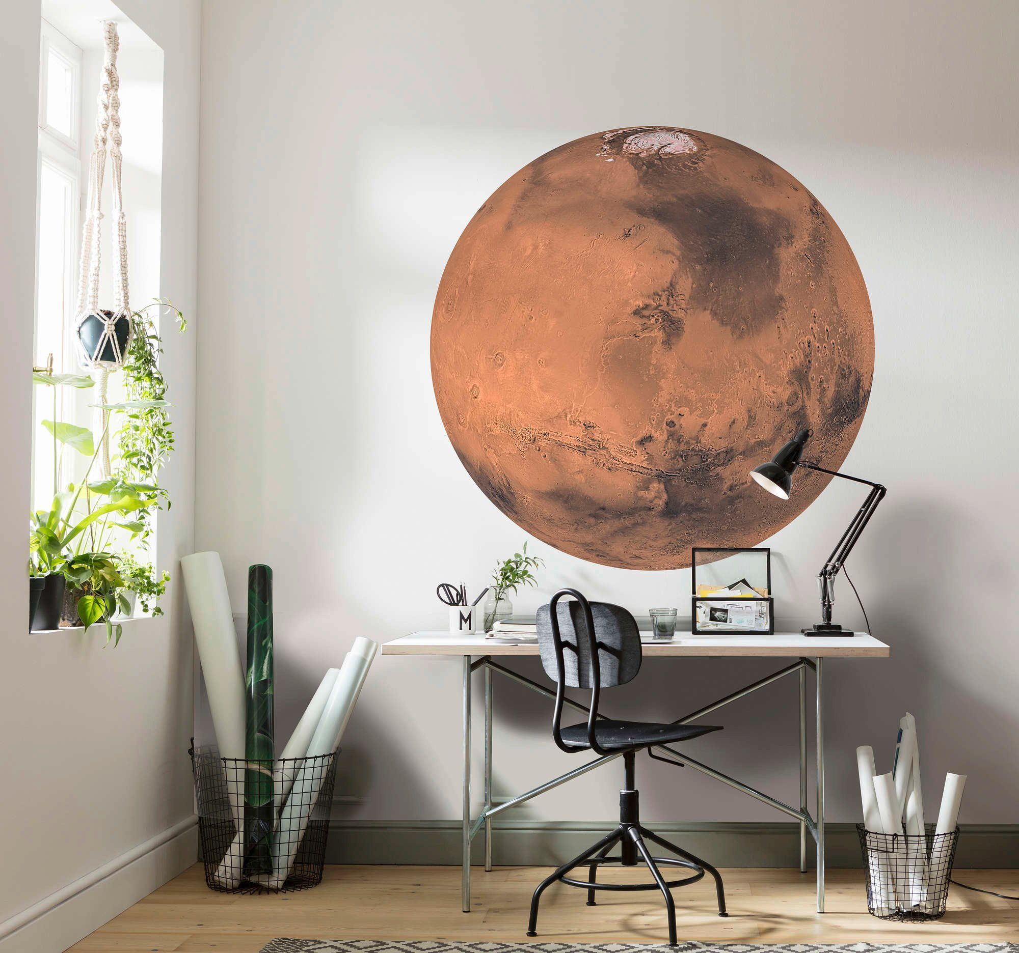 Komar Vliestapete Vlies selbstklebend - Mars - Größe 125 x 125 cm, glatt, bedruckt, Wohnzimmer, Schlafzimmer