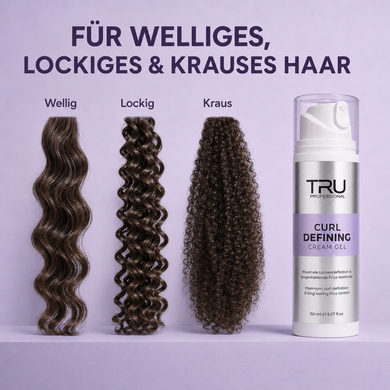 TRU Haargel Curl Defining Cream Gel, 1-tlg., 150 ml, Lockendefinition, Frizz-Kontrolle