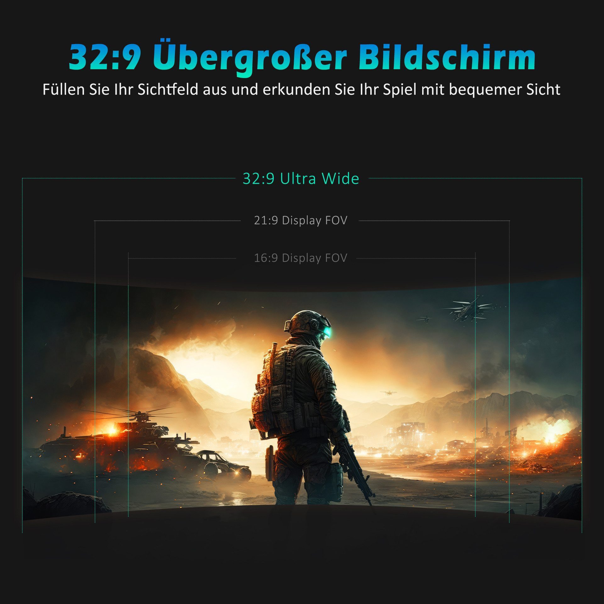 TITAN ARMY C49SHC CSOT HVA Curved-Gaming-Monitor (3840x1080 px, HD, 1 ms Reaktionszeit, 144 Hz, CSOT HVA Fast LCD, 1800R, Smart PlP/PBp Split Screen, 32:9, 144Hz,DFHD 3840x1080)