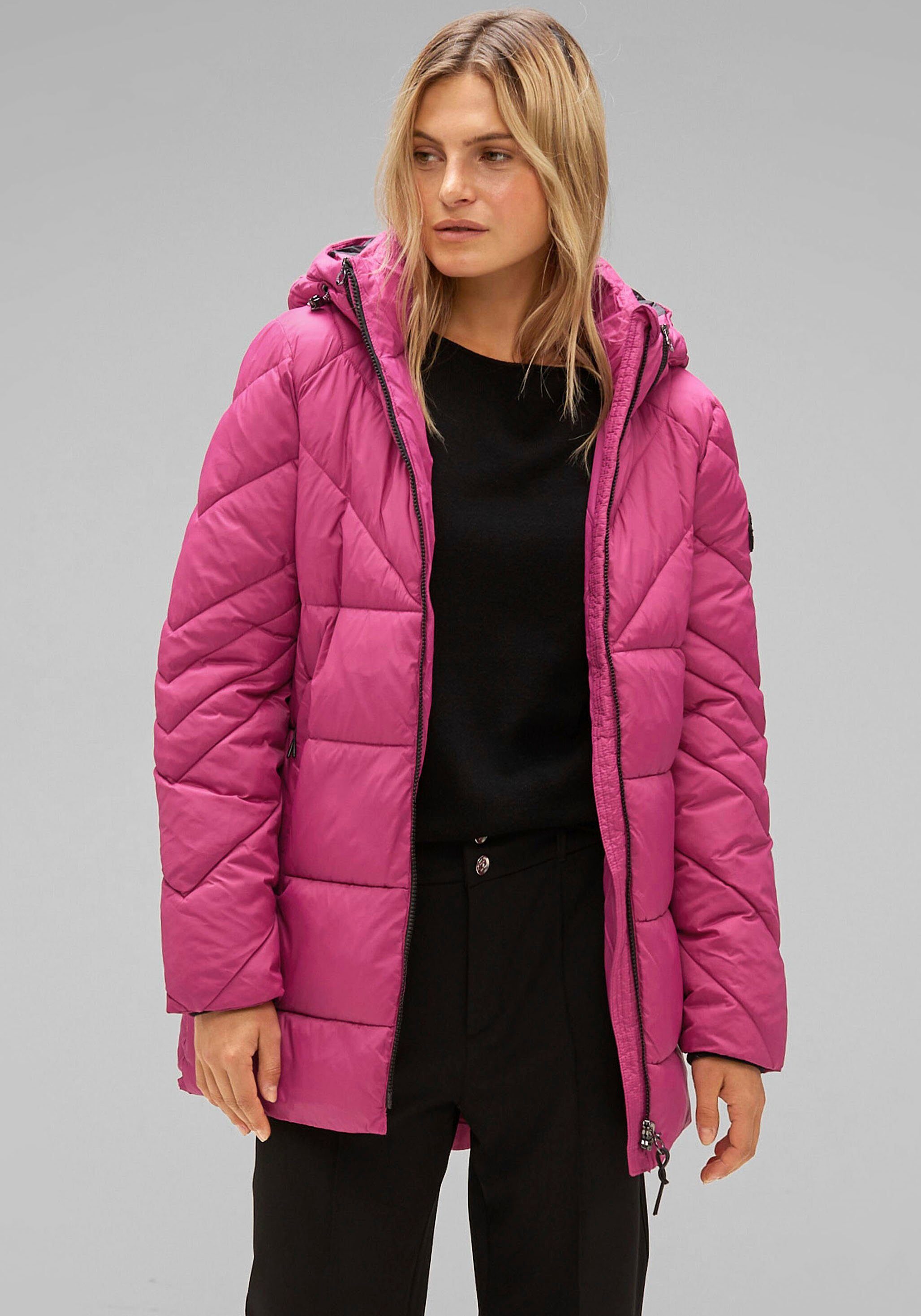 STREET Kapuze peony mit ONE anpassbarer red Steppjacke