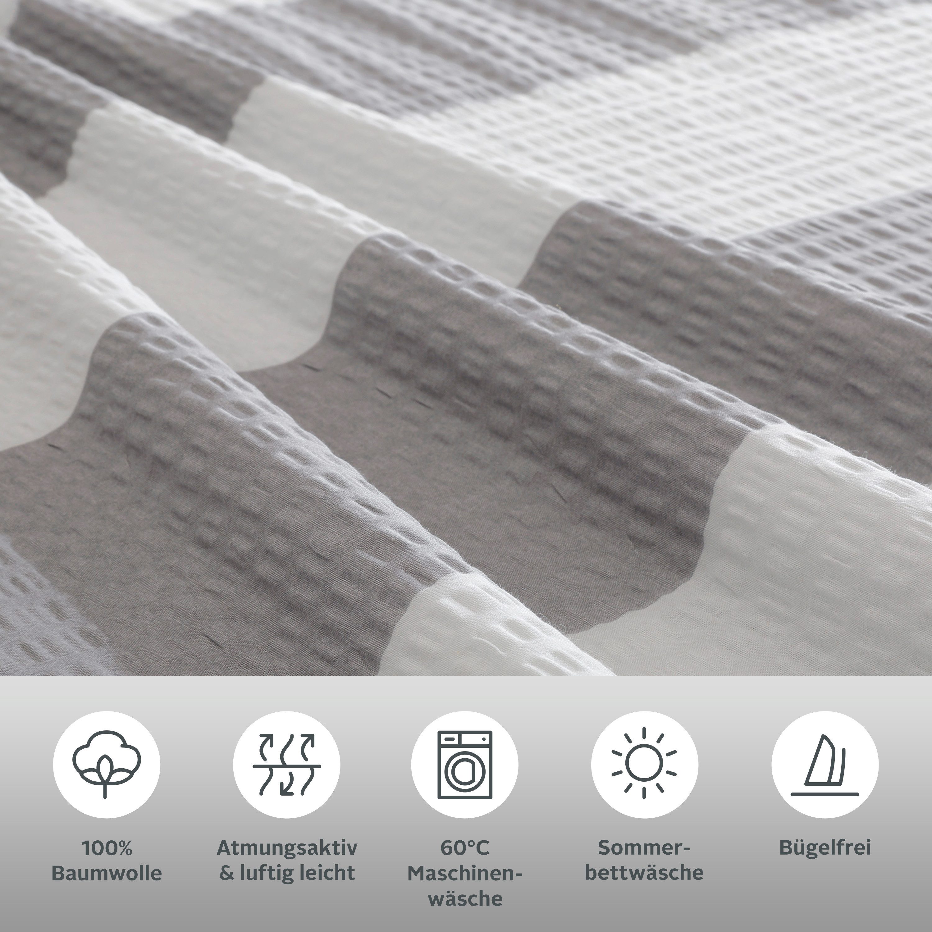 OTTO home Bettwäsche Sari, Seersucker, 2 teilig, in verschiedenen Qualitäten, moderne Bettwäsche mit Streifen