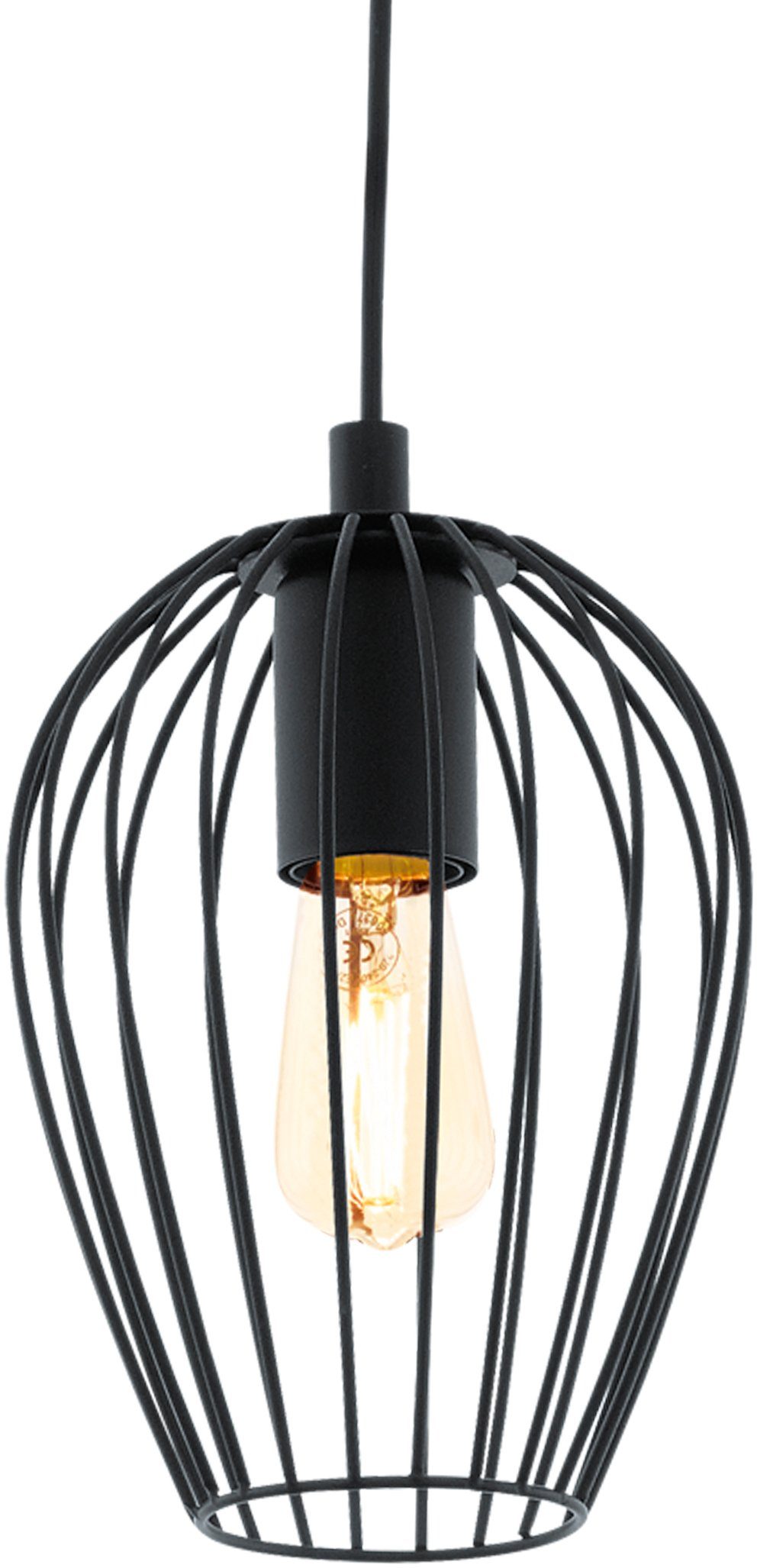 EGLO Pendelleuchte NEWTOWN Pendellampe, schwarz, Stahl, E27, Hängeleuchte, Rondell, ohne Leuchtmittel, Hängelampe, Schlicht, Vintage, Retro, Wohnzimmer, Esszimm – Bild 5 von 5