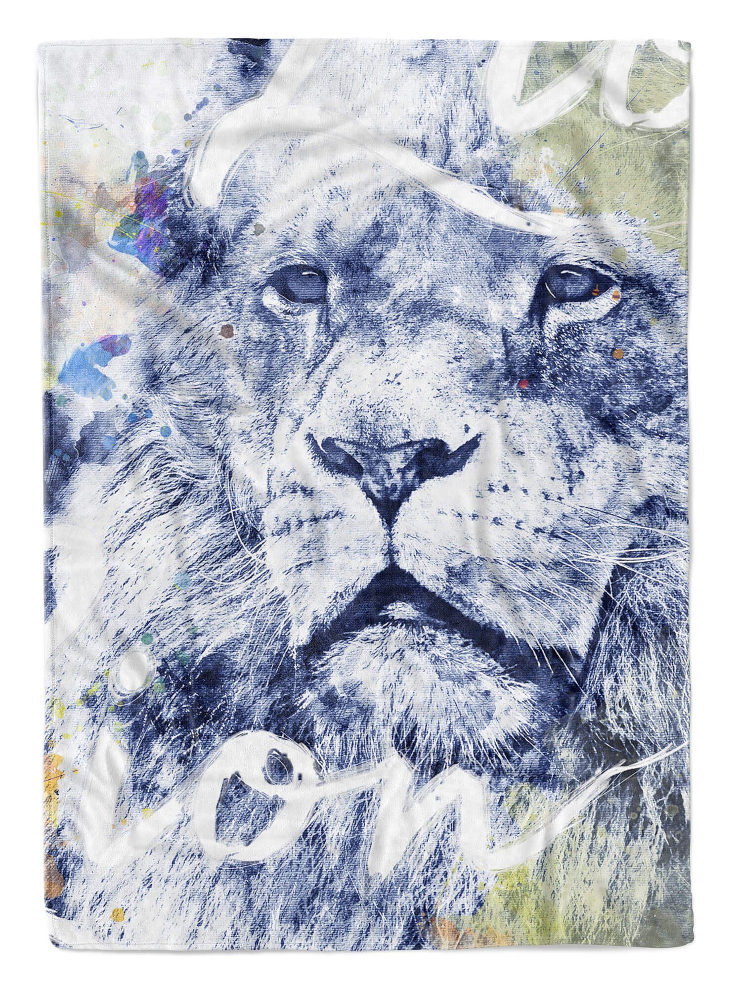 II Handtücher Handtuch SplashArt Handtuch (1-St), Kunstvoll Baumwolle-Polyester-Mix Sinus Lion Kuscheldecke Strandhandtuch Tier Serie Art Saunatuch Mot,