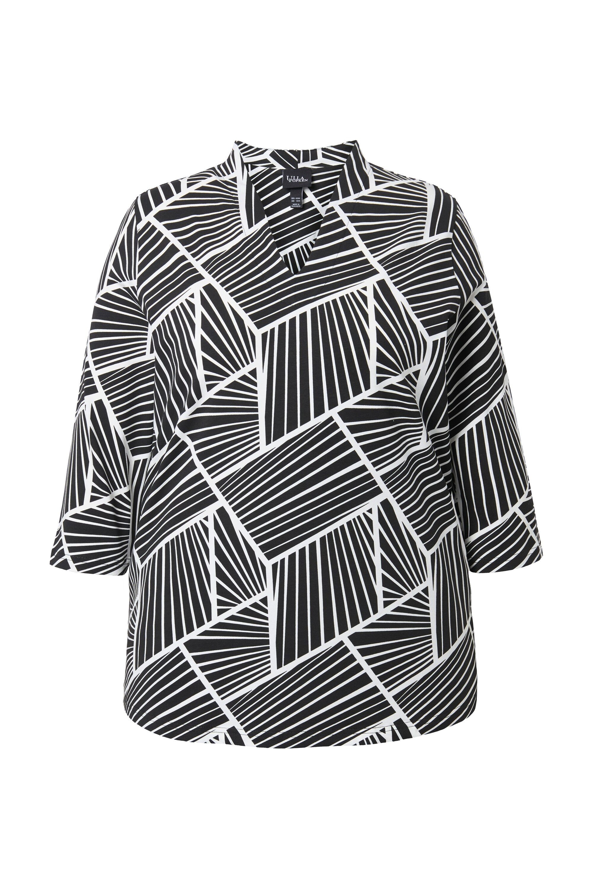 T-Shirt Shirt grafischer Druck Kelchkragen 3/4-Arm