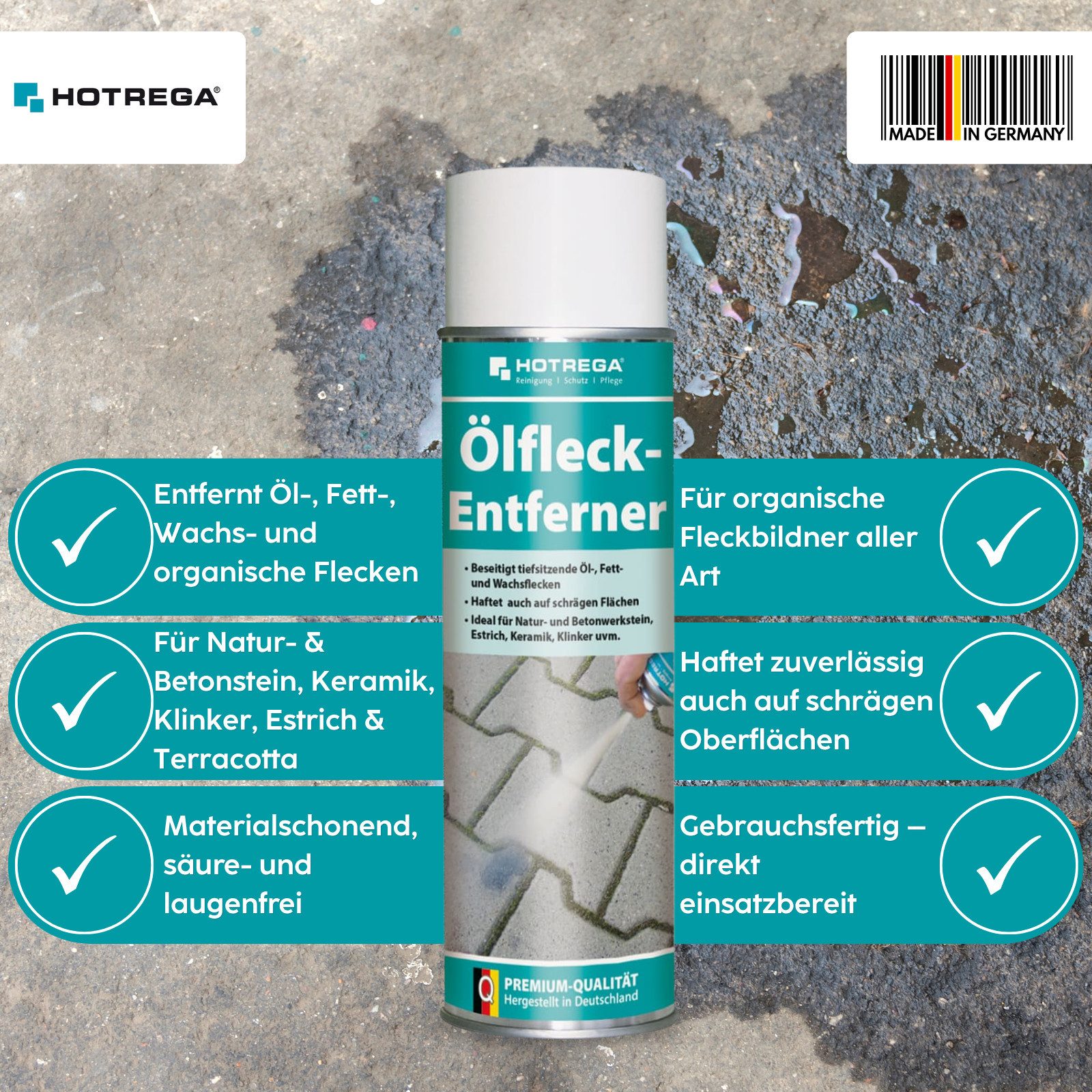 HOTREGA® Ölfleck Entferner Wachsflecken Fette Öl entfernen 500ml Sprühdose Universalreiniger