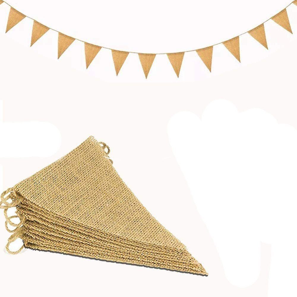 LENBEST Wimpelkette Dekoration Bunting Jute Girlande Vintage Rustikal Wimpelkette Banner