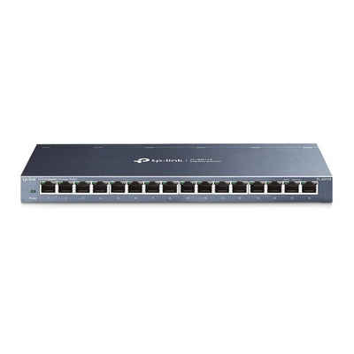TP-Link »TL-SG116 16-Port Gigabit Desktop Switch« Netzwerk-Switch (Unmanaged Metallgehäuse Plug&Play lüfterlos Schwarz)