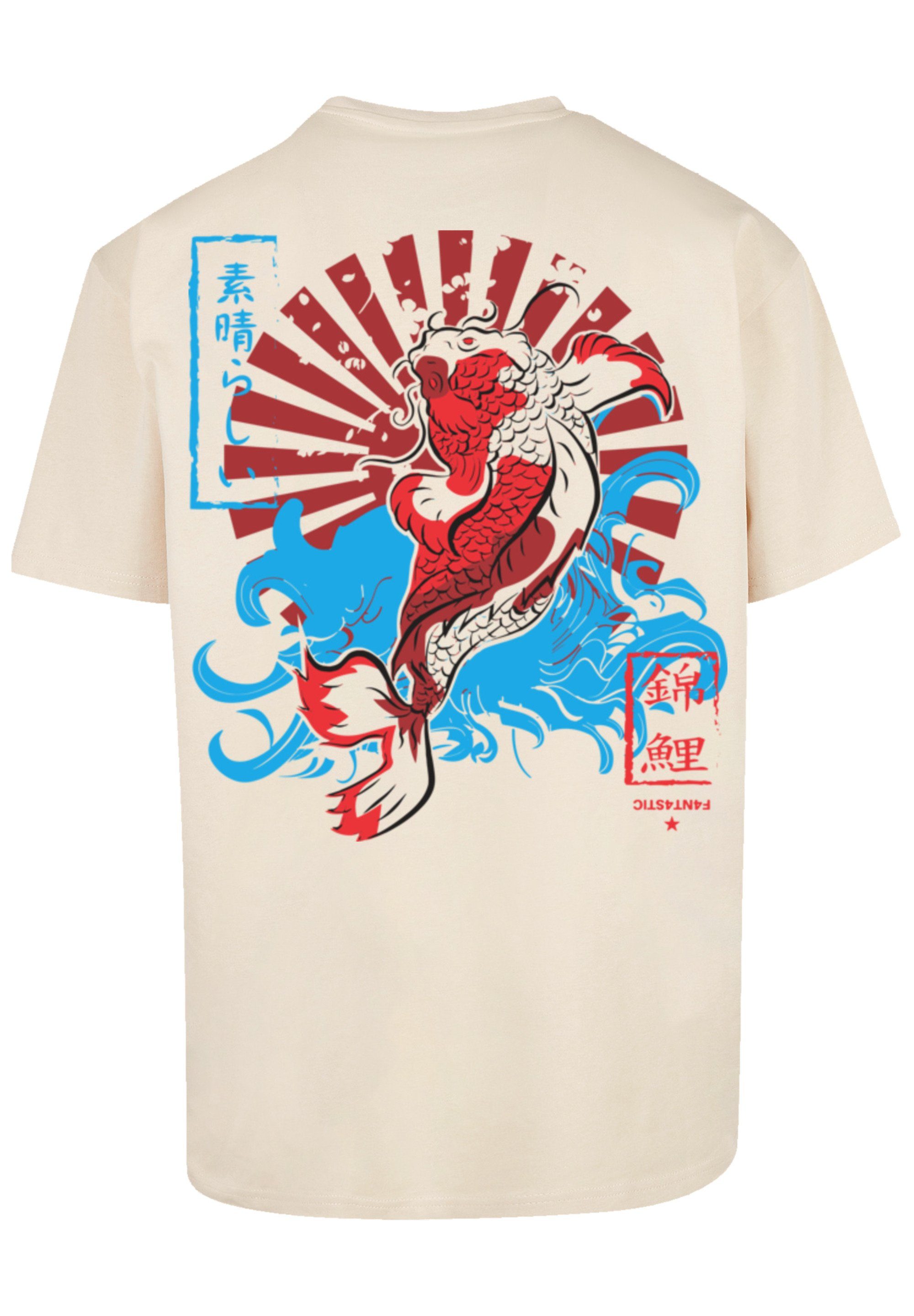 F4NT4STIC T-Shirt PLUS SIZE Japan Koi Print sand