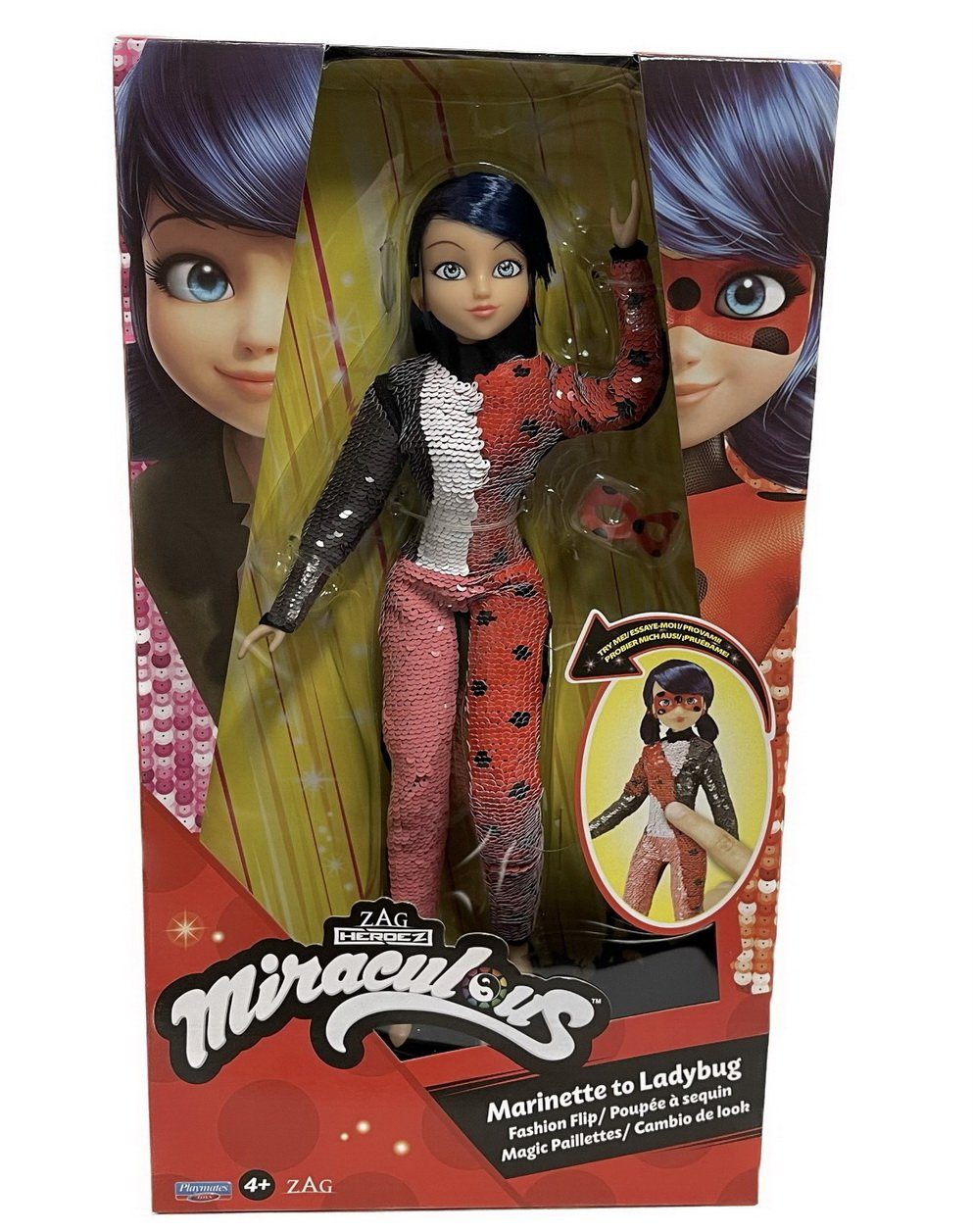 Ladybug Puppe Miraculous Pailletten Bandai Spielfigur mit Marinette