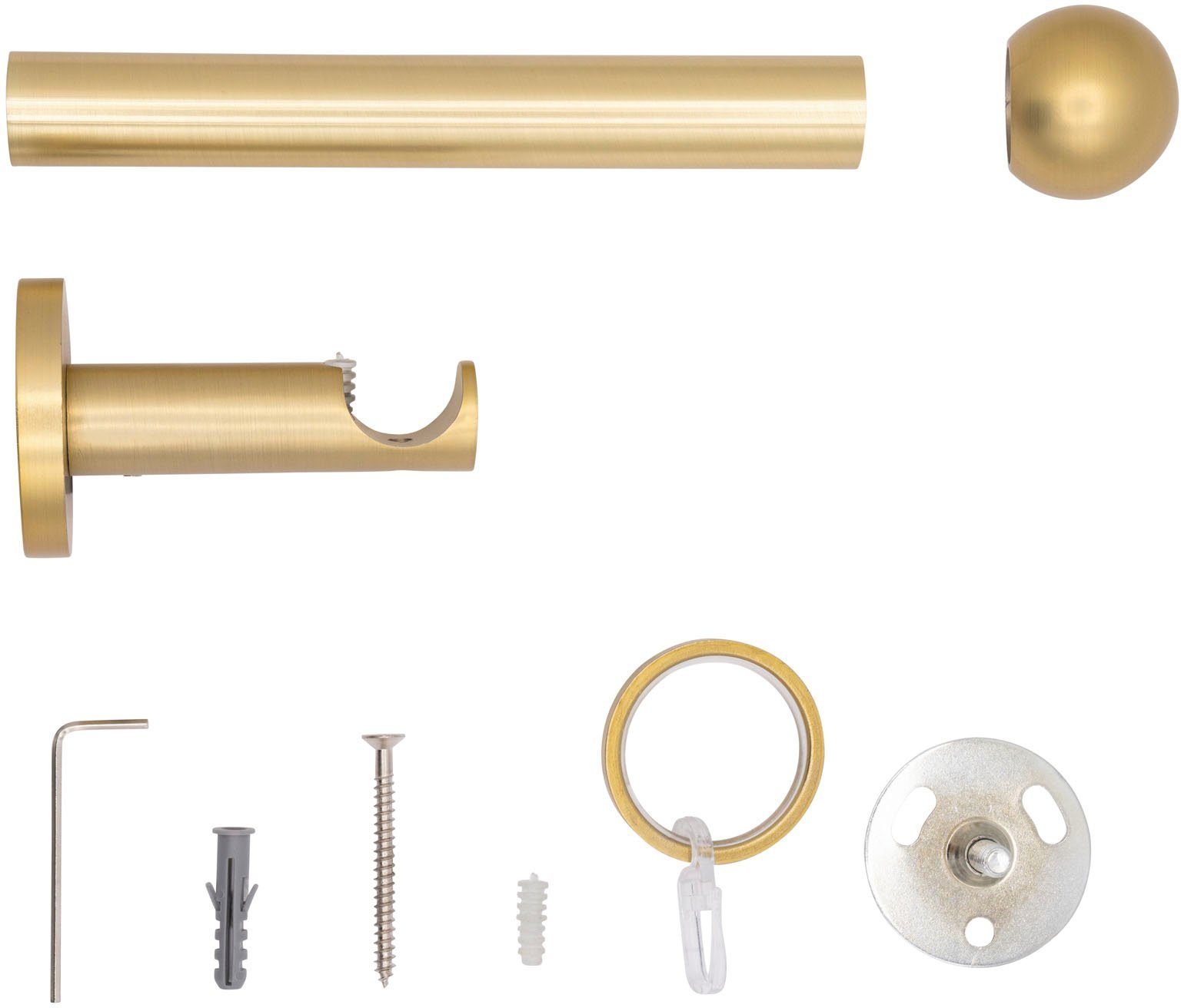 mydeco Gardinenstange 20mm Ball Wandträger 6,5 cm, 1-läufig, Fixmaß, verschraubt