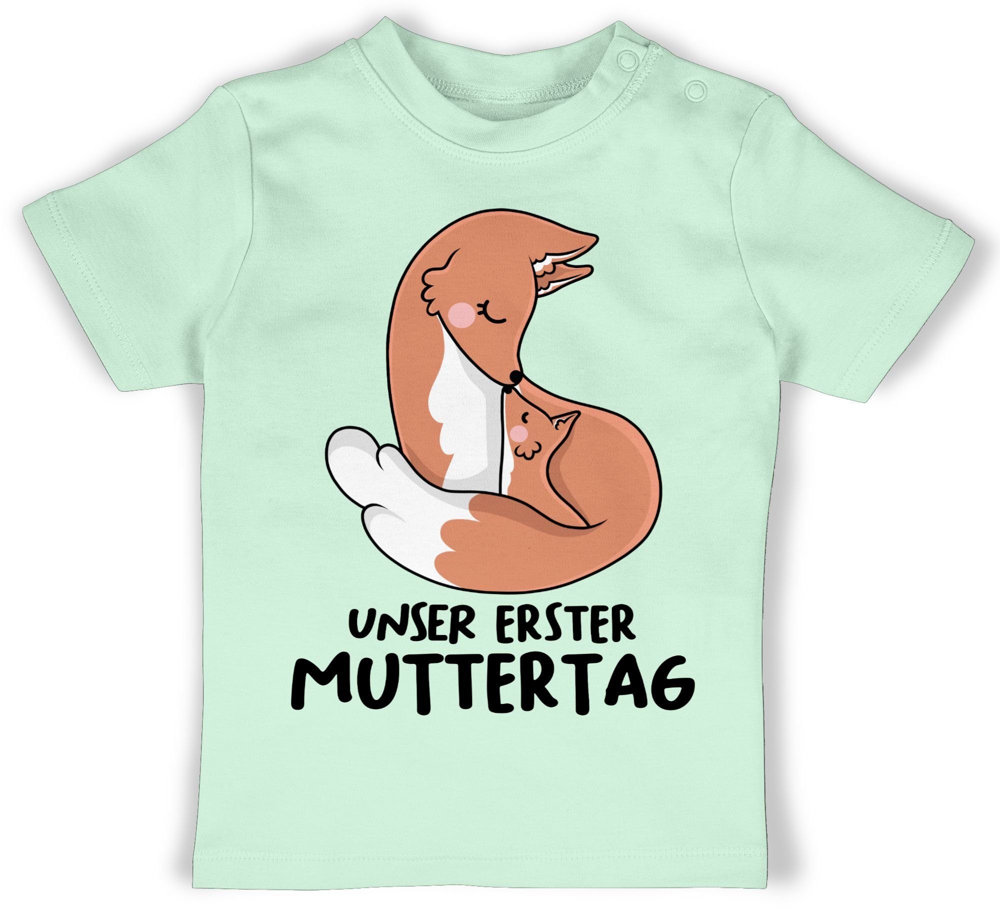 Shirtracer T-Shirt Unser erster Muttertag I Füchsen Muttertagsgeschenk 1 Mintgrün