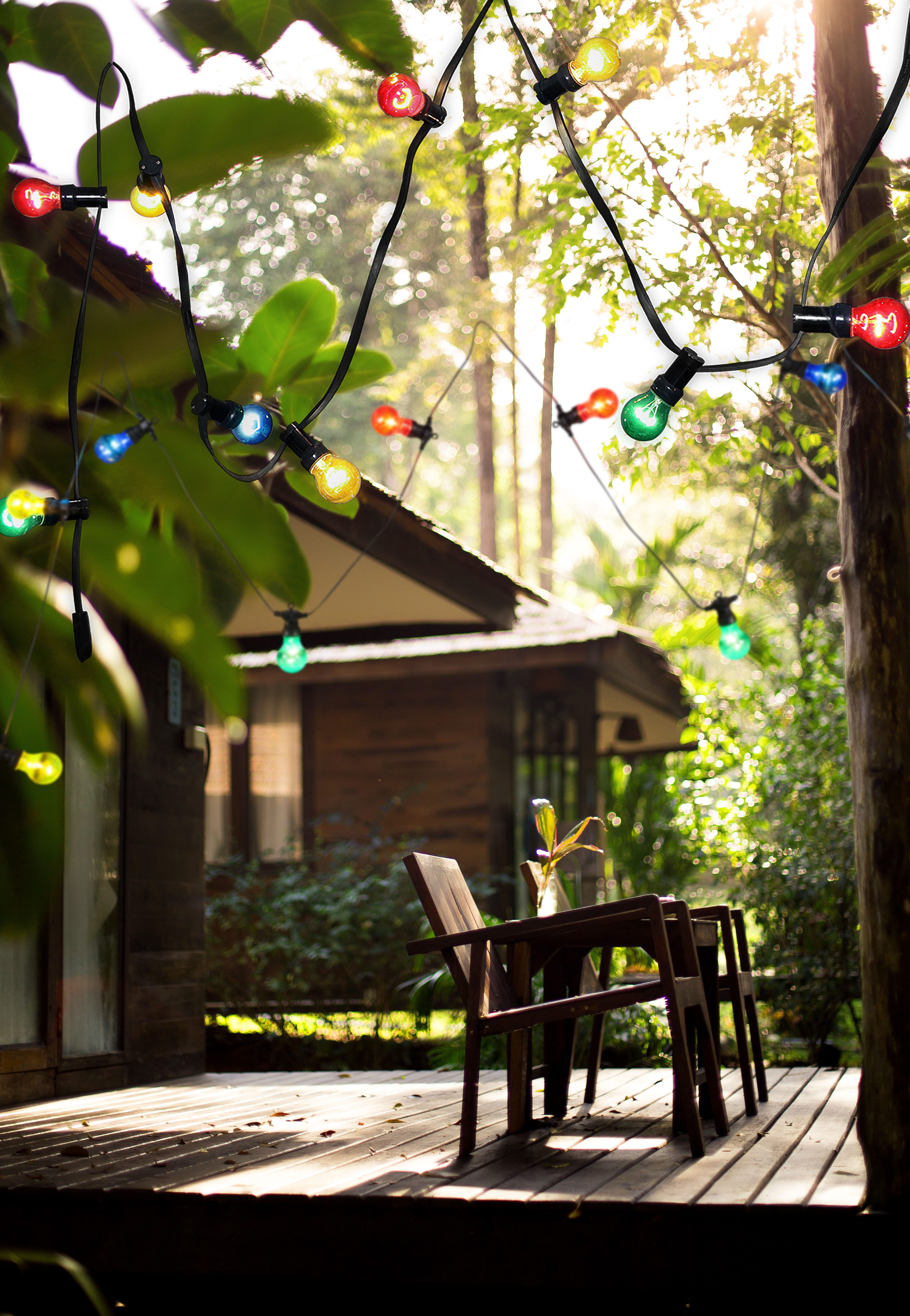 GLOBO LIGHTING LED-Lichterkette NIRVANA, Kette/bunt/IP44/Garten/Terrasse/Glas bunt/ LxBxH: 7500x60x146mm