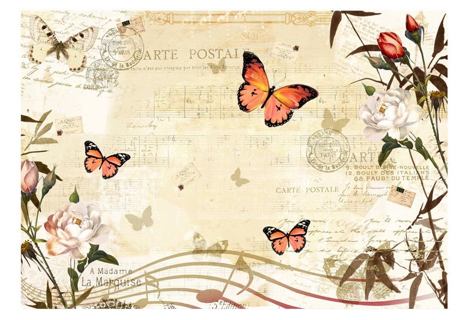 von Design halb-matt, lichtbeständige Schmetterlingen Tapete Melodies Vliestapete KUNSTLOFT 1x0.7 m,