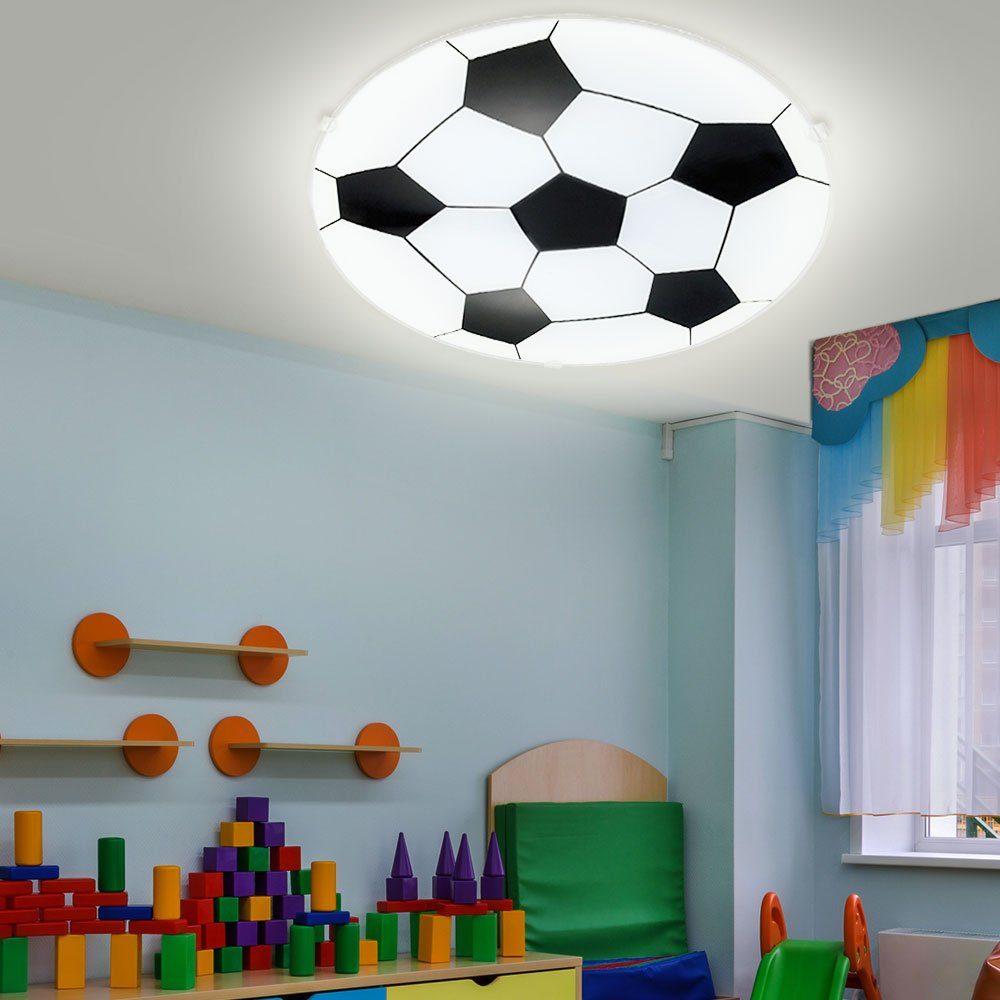 etc-shop Dekolicht, Leuchtmittel Spiel im Kinder Lampe Decken inklusive, Glas Warmweiß, Jungen Zimmer Fußball Leuchte