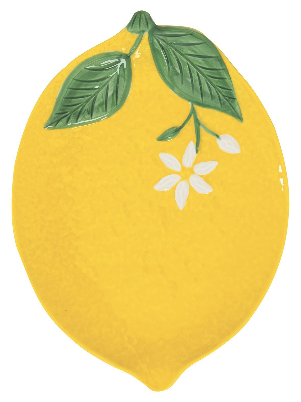 EasyLife Servierplatte Fleurs et Citrons, Porzellan, Spülmaschinengeeignet, Mehrfarbig, Zitronen, H: cm