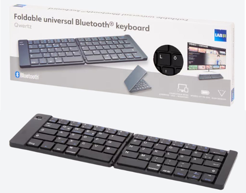 ZD Trading Mini-Tastatur faltbar Qwertz Faltbare drahtlose Tastatur Ultra-Slim-Bluetooth-Tastatur