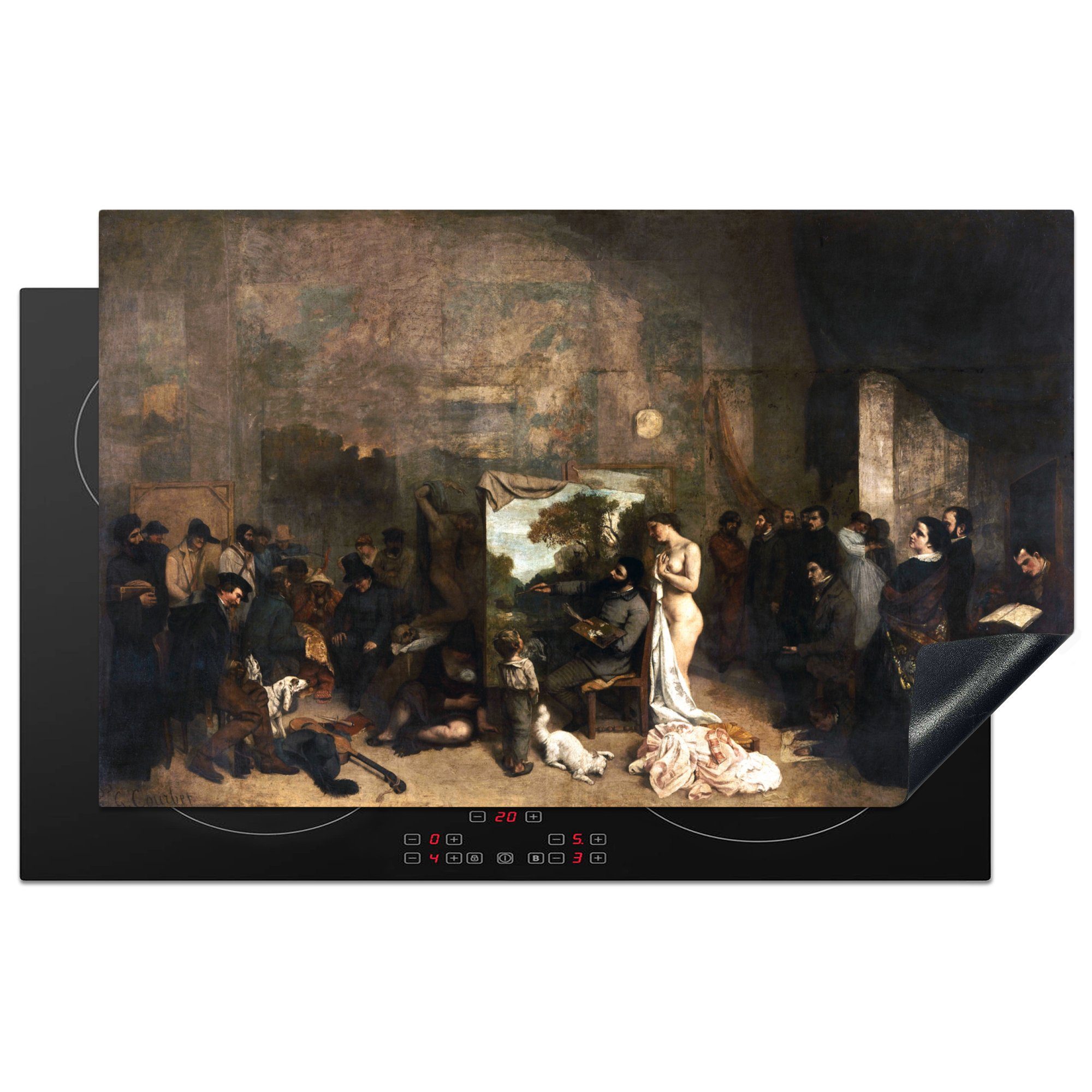 cm, Gustave - Ceranfeldabdeckung, (1 Das Herdblende-/Abdeckplatte Vinyl, 83x51 küche tlg), Künstlers Gemälde des von Courbet, Atelier MuchoWow für Arbeitsplatte